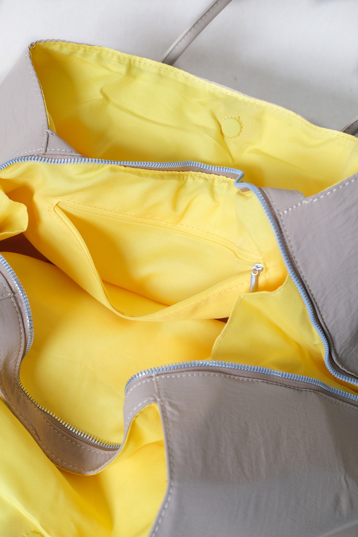 Classic Flow Vegan Leather Tote - Latte + Yellow (With Charm)