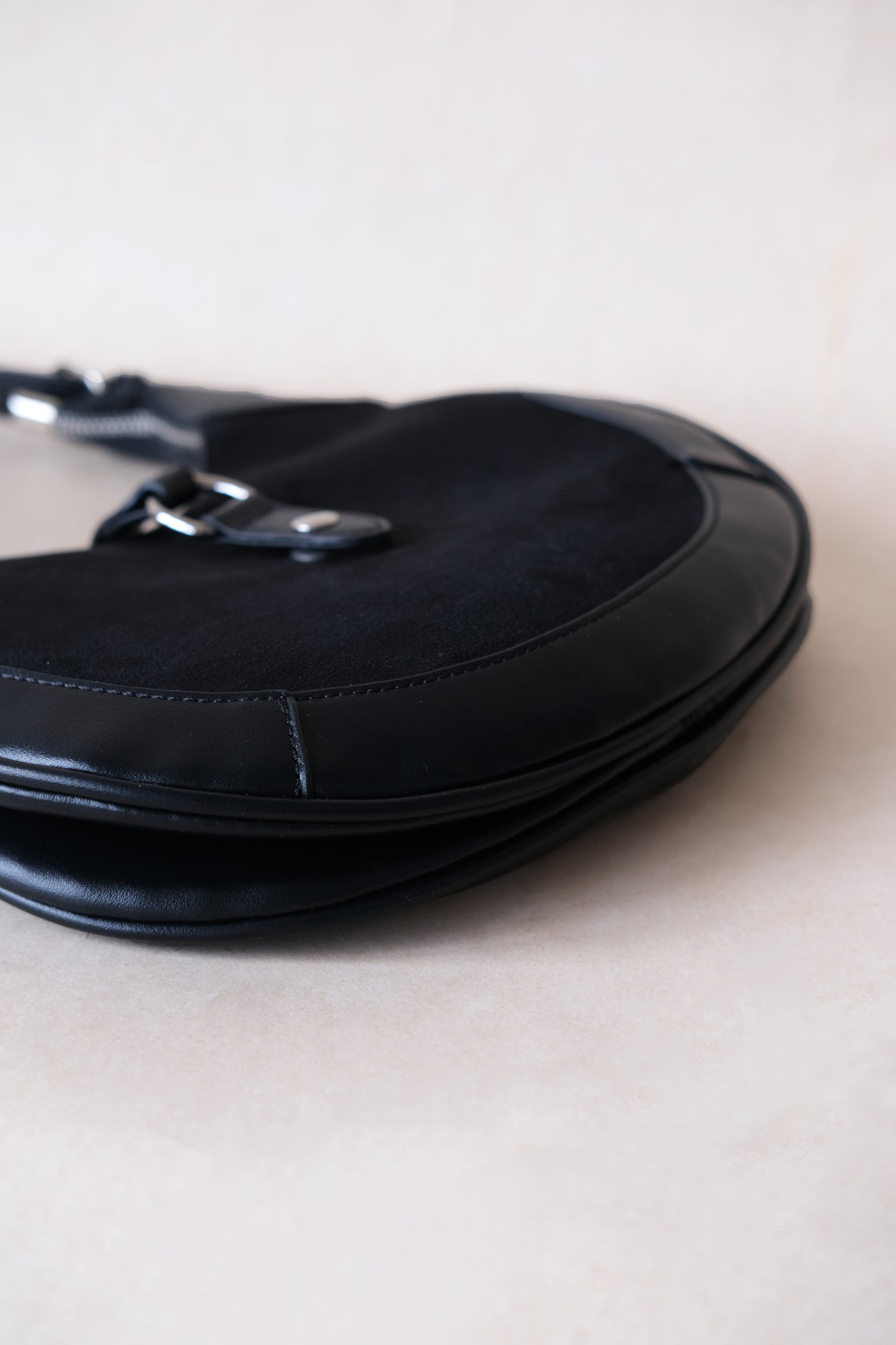 Classic Velvet Saddle Handbag - Classic Black