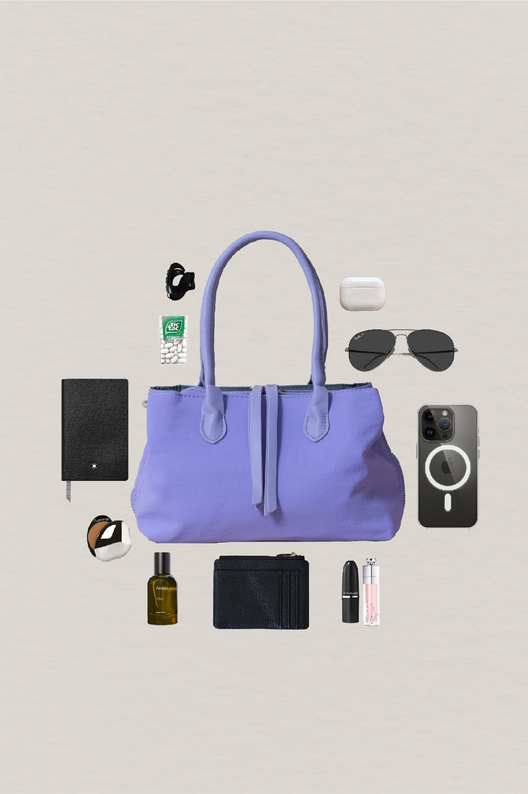 Mini Classic Flow Vegan Leather Tote - Purple Grey