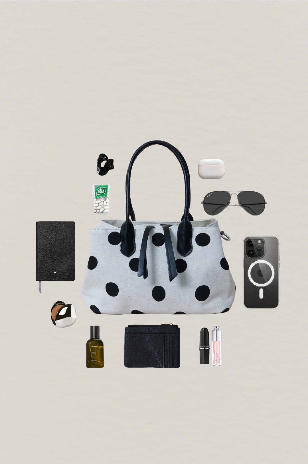 Mini Classic Flow Canvas Tote - Polkadots