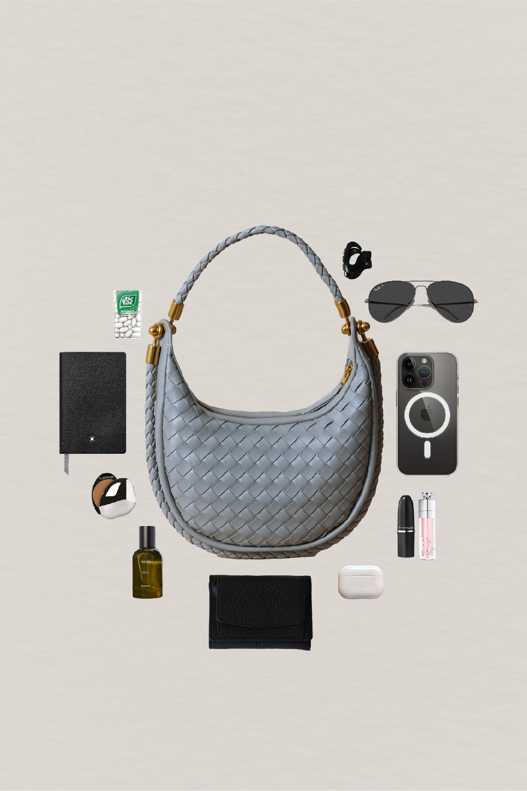 Artisan Elegance Crescent Bag - Agate Grey