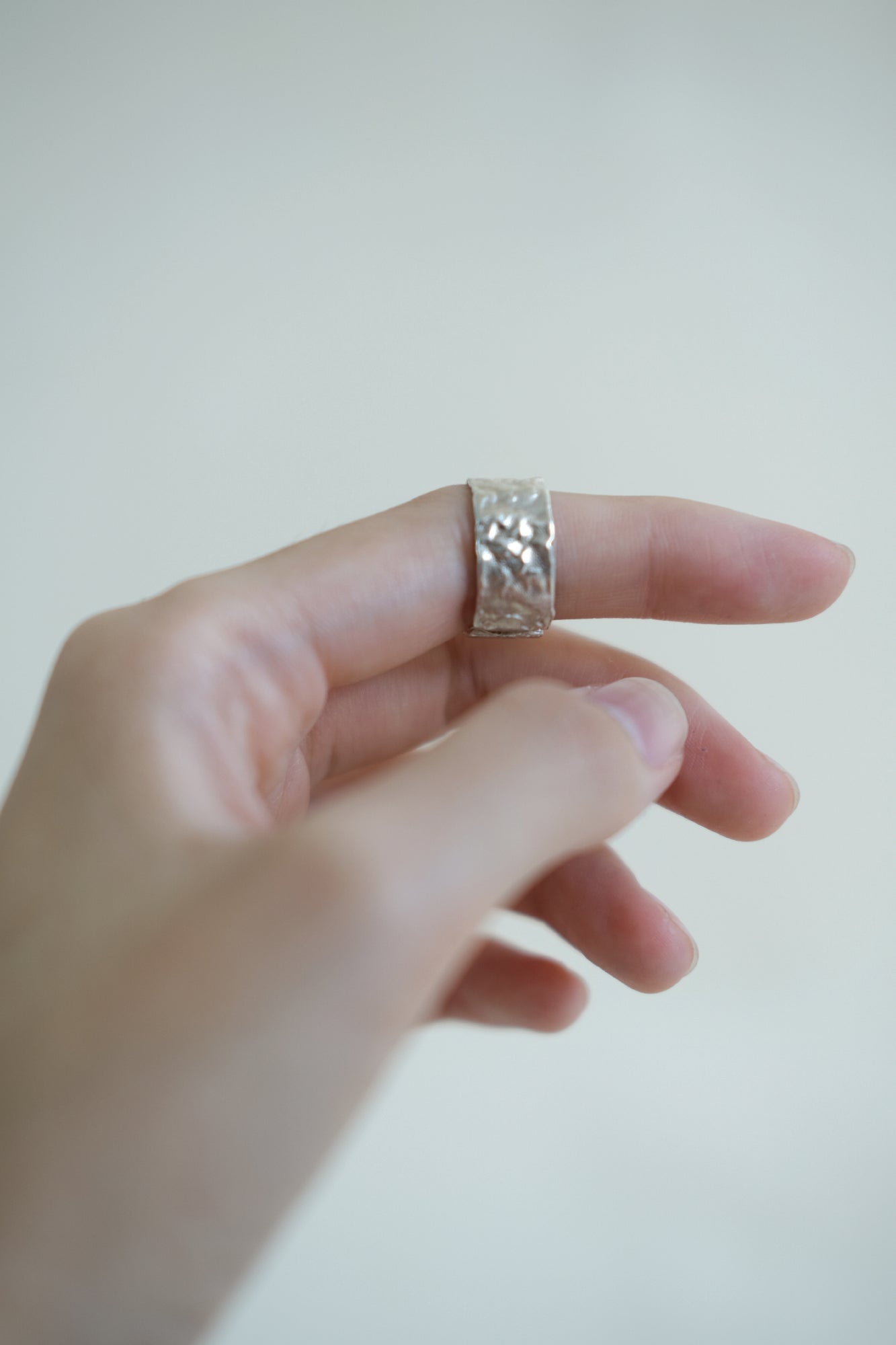 Tinfoil wrinkled metal texture ring in Sterling Silver