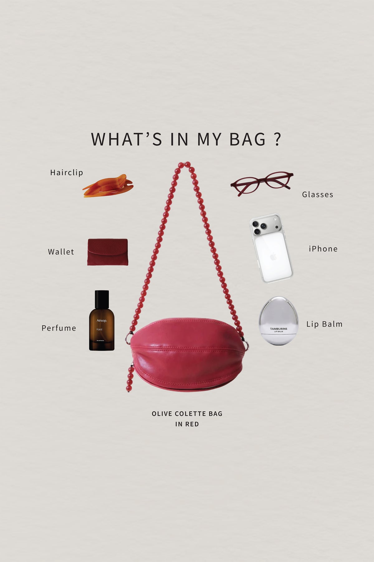 Olive Colette Bag - Red