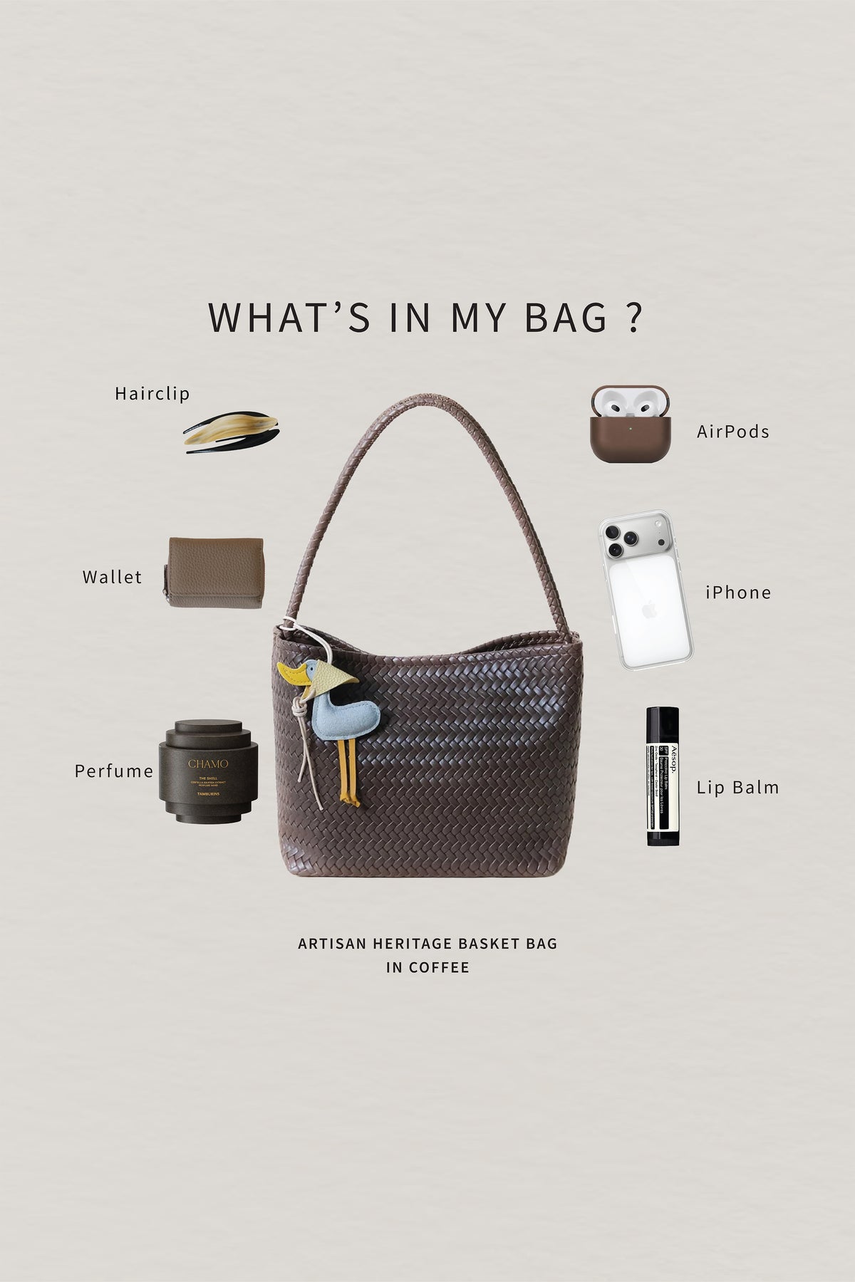 Artisan Heritage Basket Bag - Coffee (With Charm)