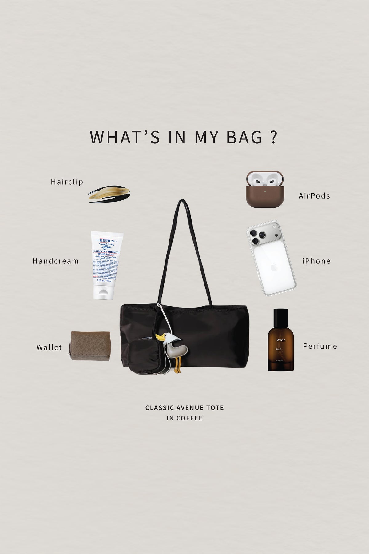 Classic Avenue Tote - Coffee (With Charm)