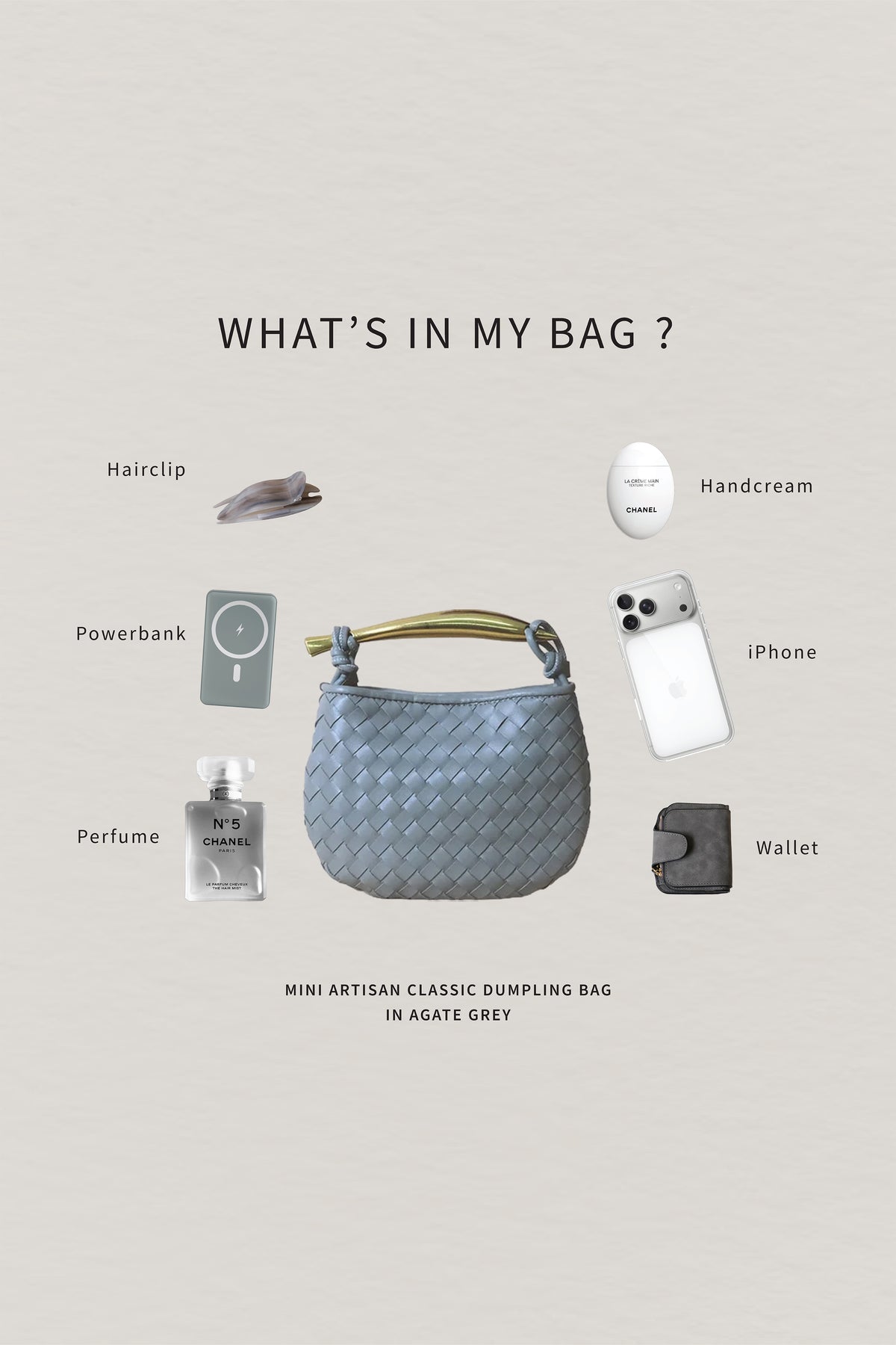 Mini Artisan Classic Dumpling Bag - Agate Grey