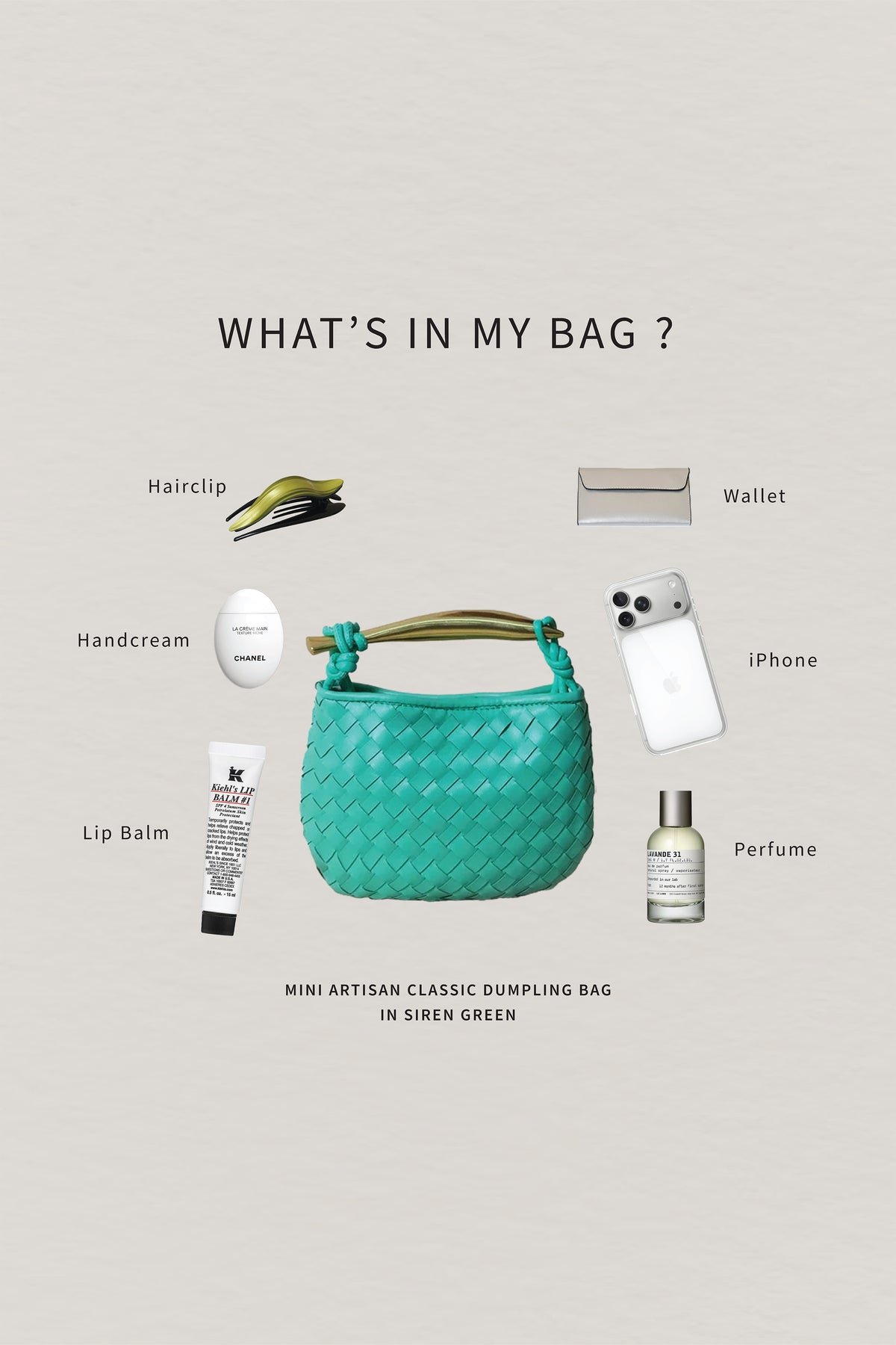 Mini Artisan Classic Dumpling Bag - Siren Green
