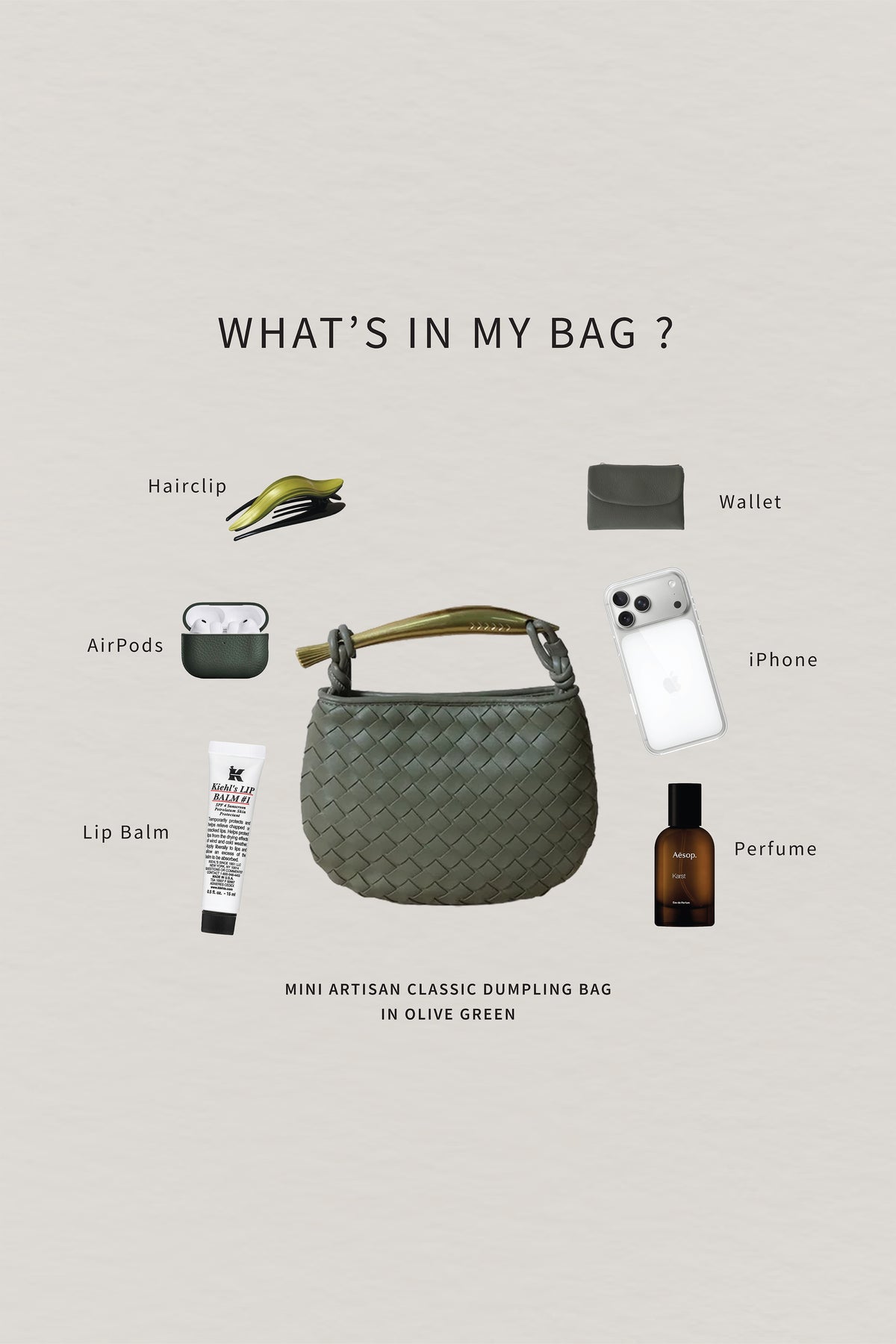 Mini Artisan Classic Dumpling Bag - Olive Green
