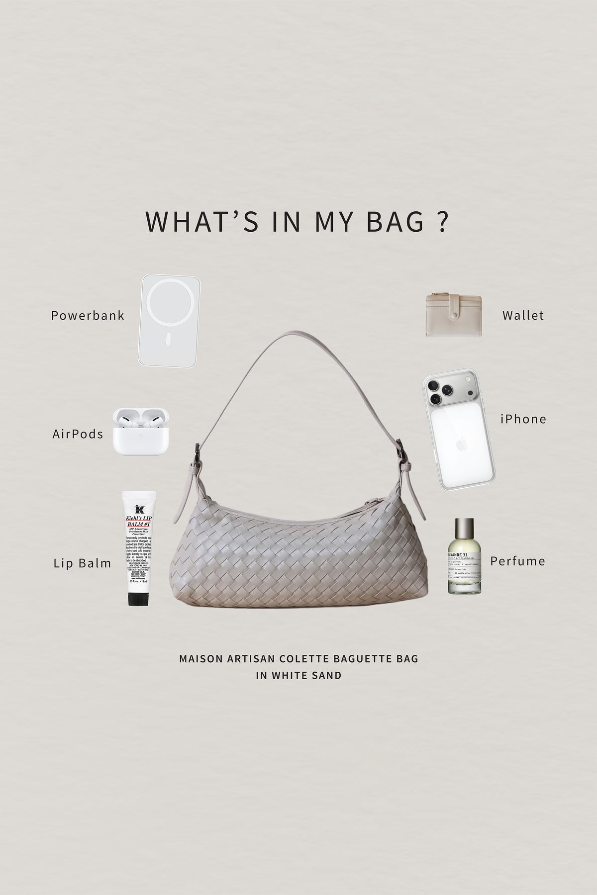 Maison Artisan Colette Baguette Bag - White Sand