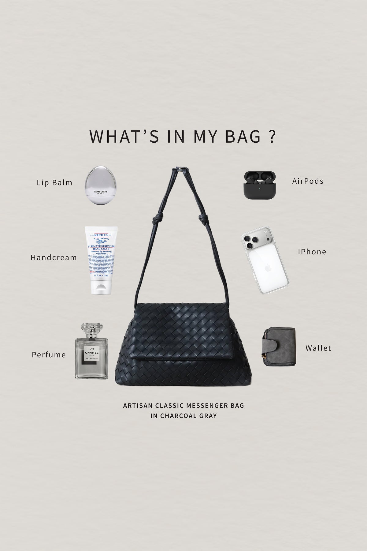Artisan Classic Messenger Bag - Charcoal Gray
