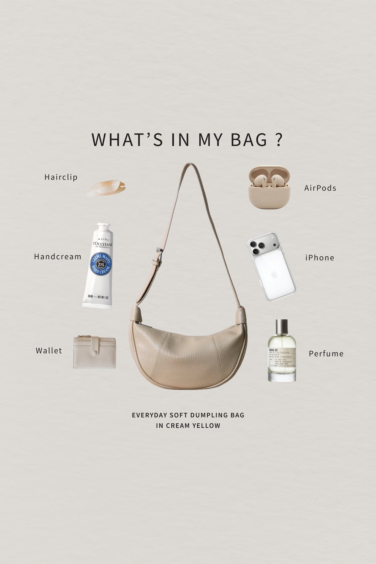 Everyday Soft Dumpling Bag - Cream Yellow