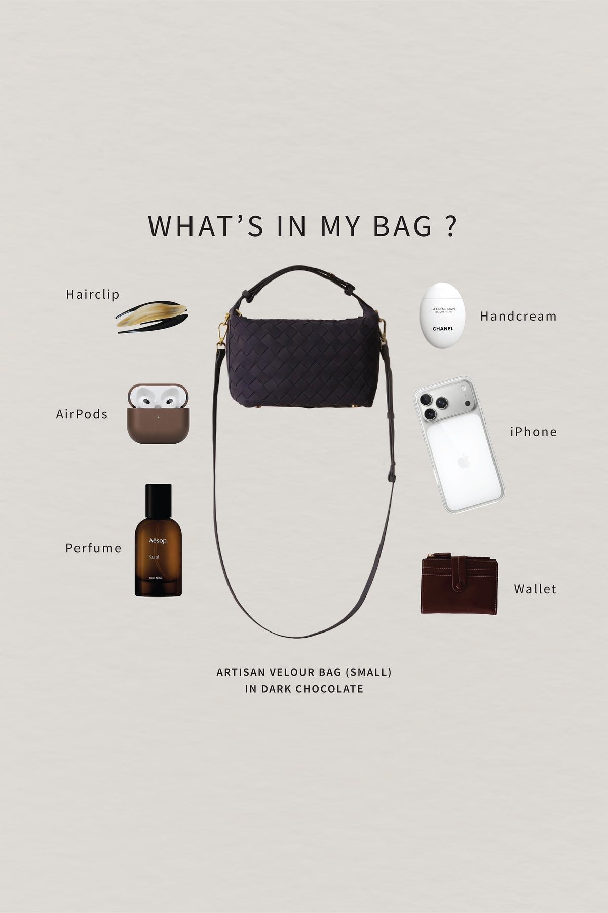 Artisan Velour Bag - Dark Chocolate (Small)