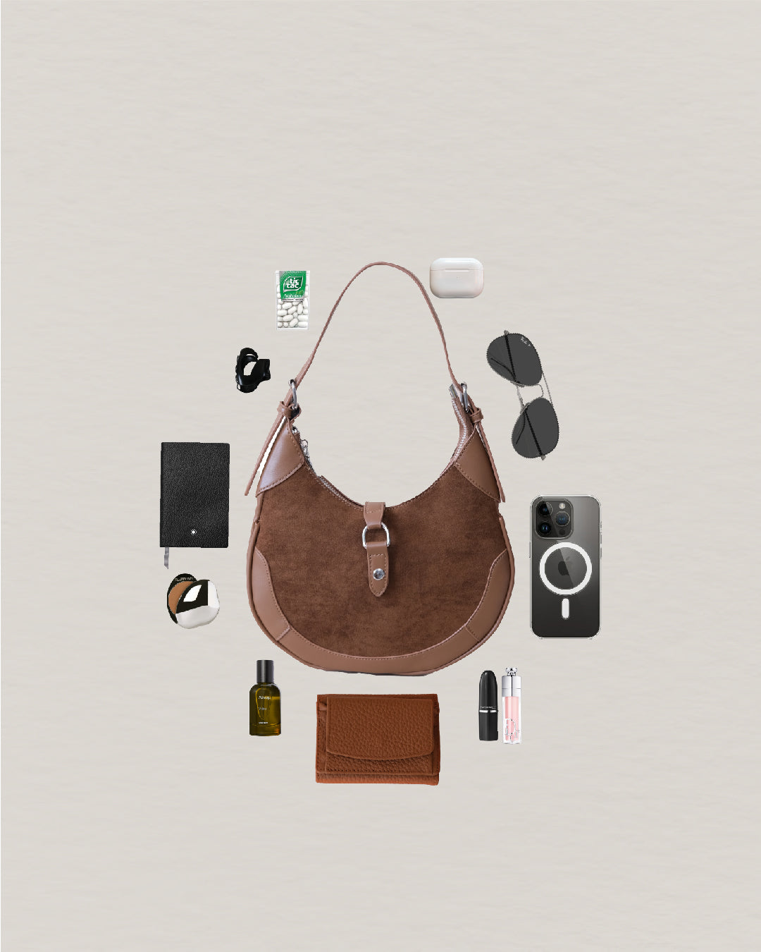 Classic Velvet Saddle Handbag - Coffee