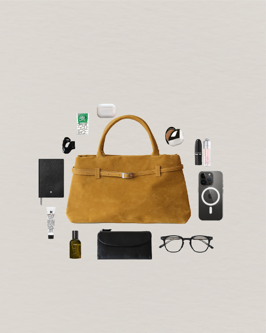 The Elegant Suede Bag In Yellow