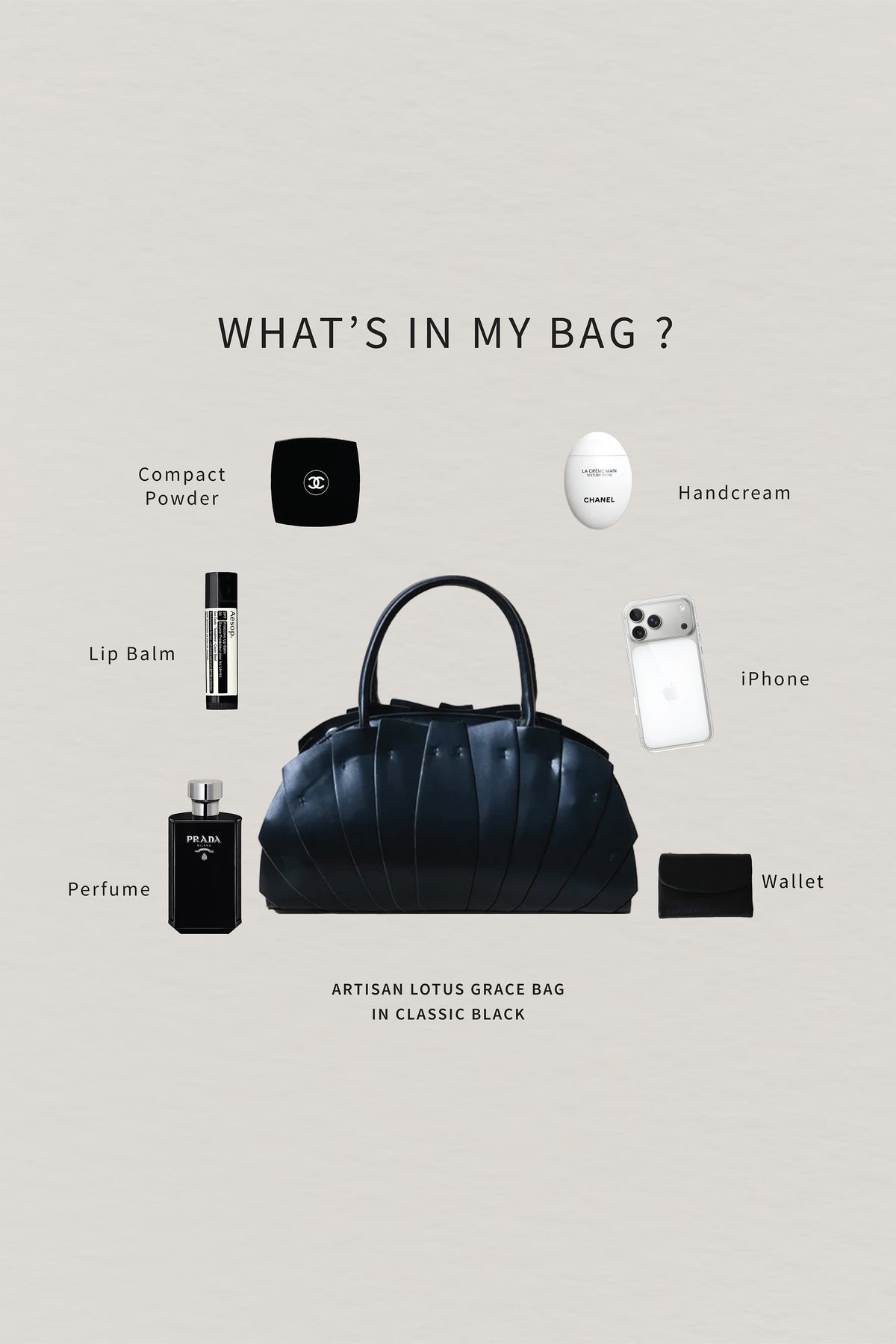 Artisan Lotus Grace Bag - Classic Black