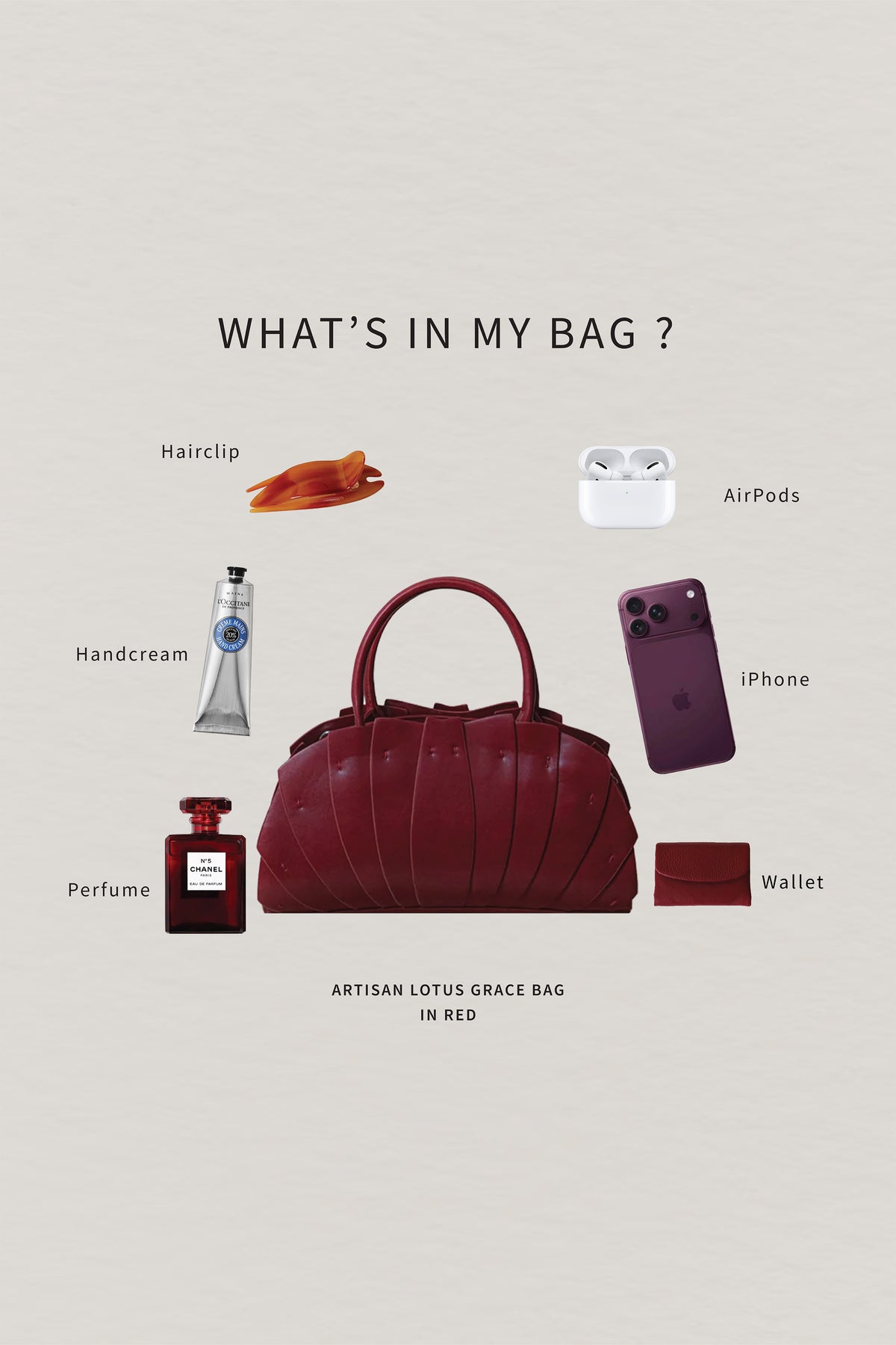 Artisan Lotus Grace Bag - Red