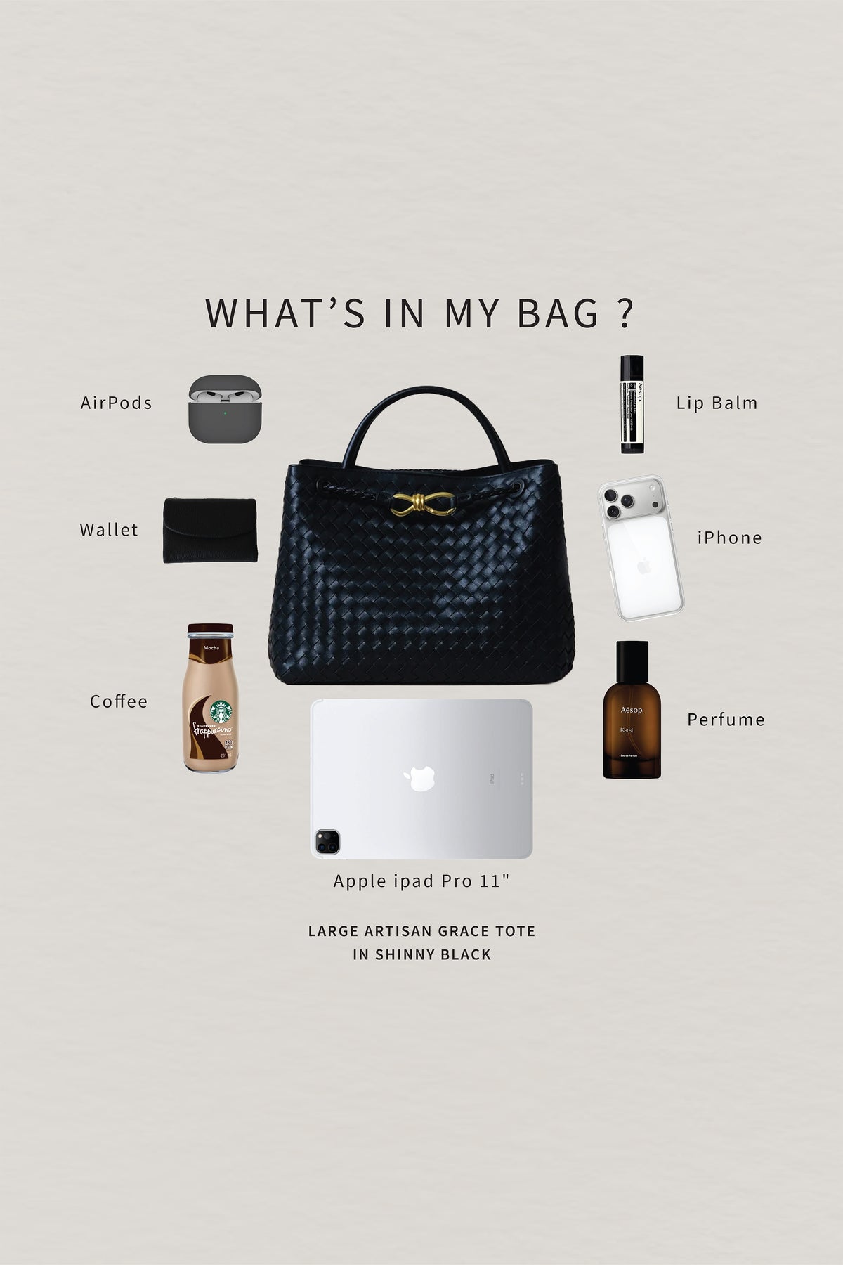 Large Artisan Grace Tote - Shinny Black
