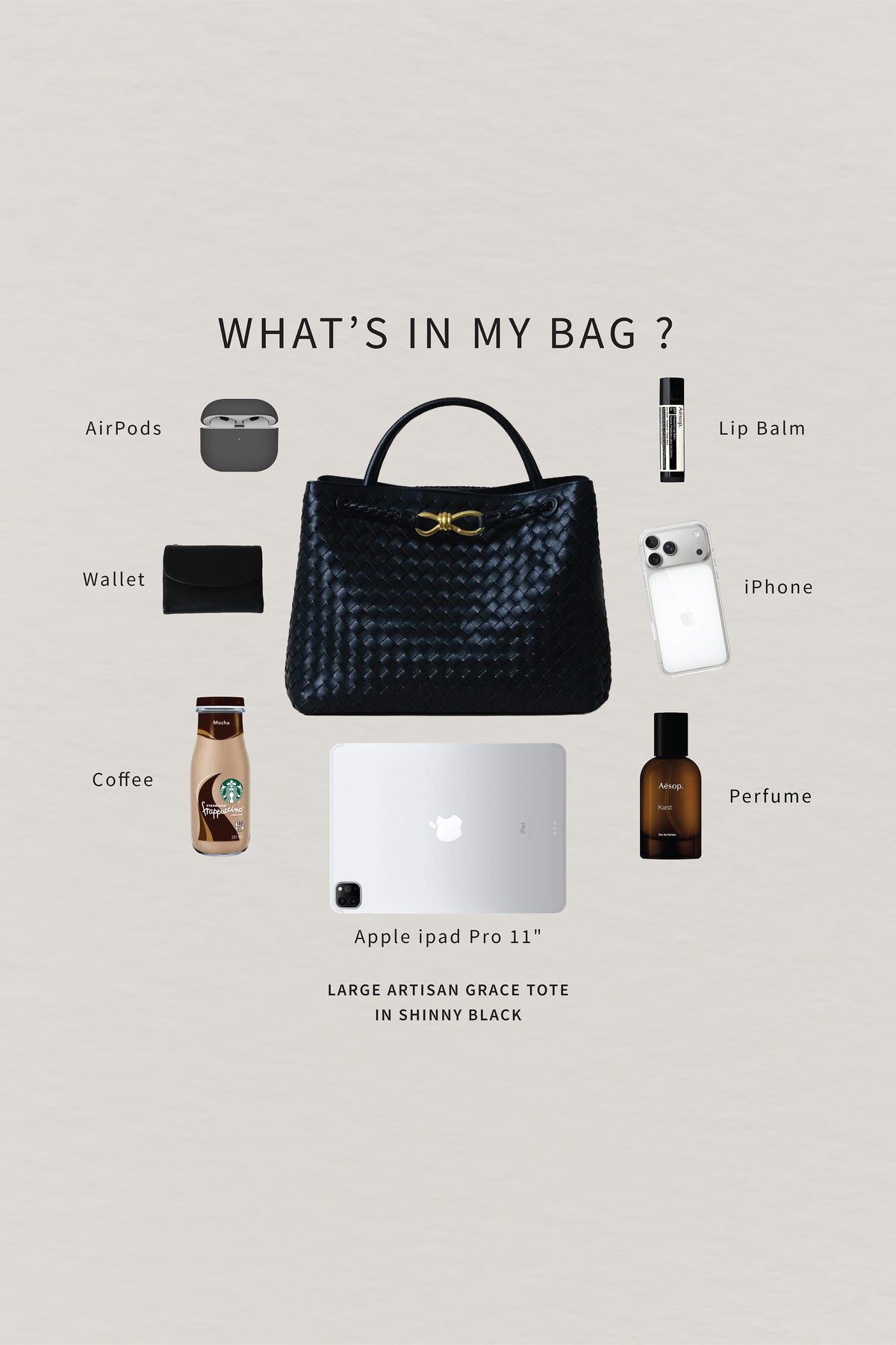 Large Artisan Grace Tote - Shinny Black