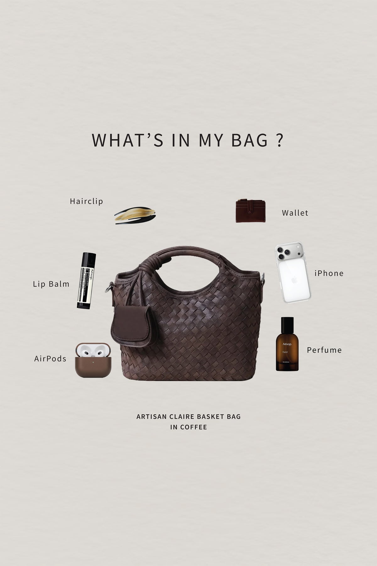 Artisan Claire Basket Bag - Coffee