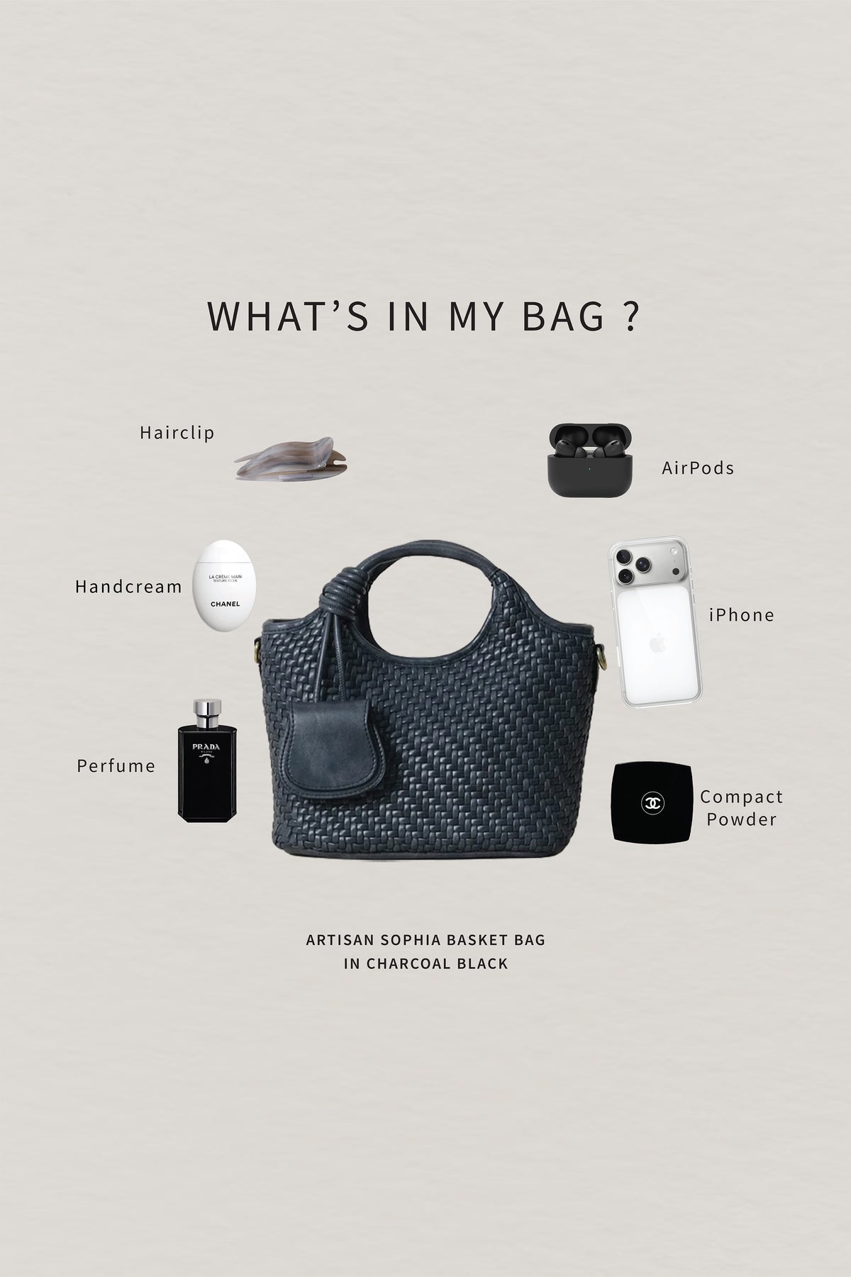 Artisan Sophia Basket Bag - Charcoal Black