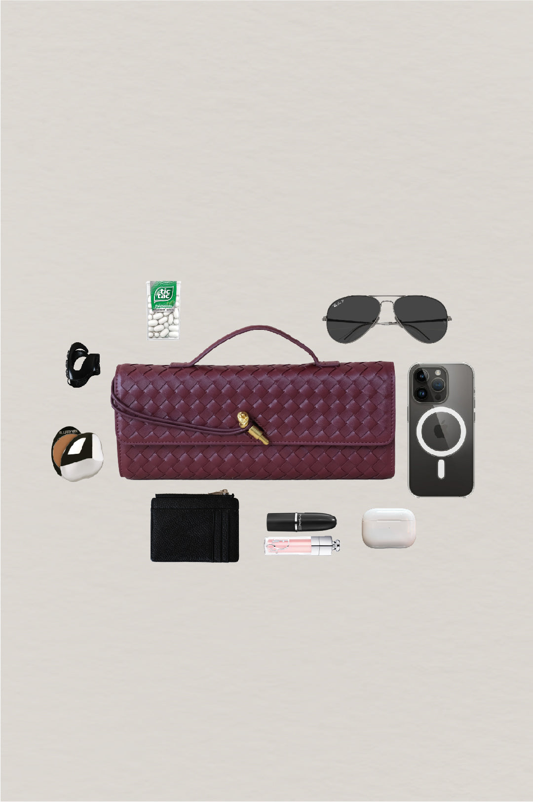 Artisan Crafted Flap Bag - Wine Red