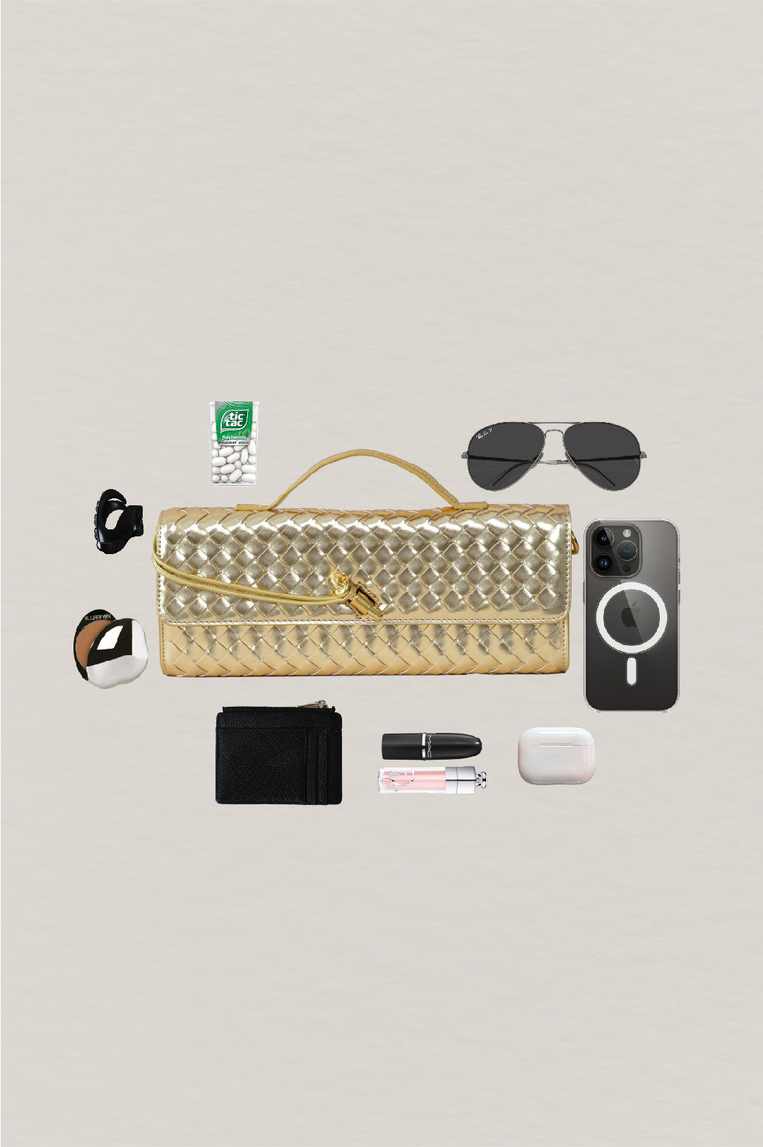 Artisan Crafted Flap Bag - Shinny gold