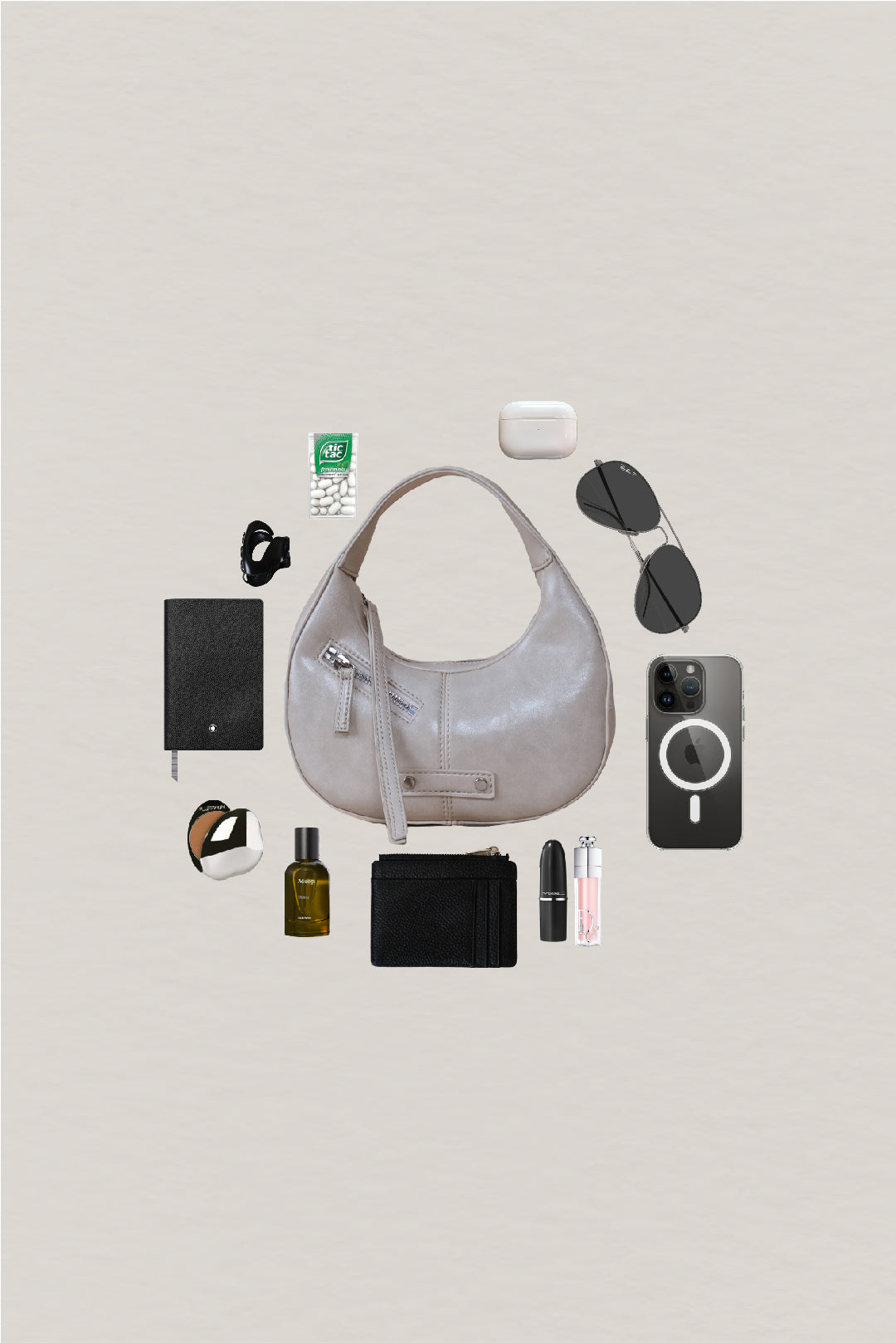 Véra Mini Hobo Bag - White Sand