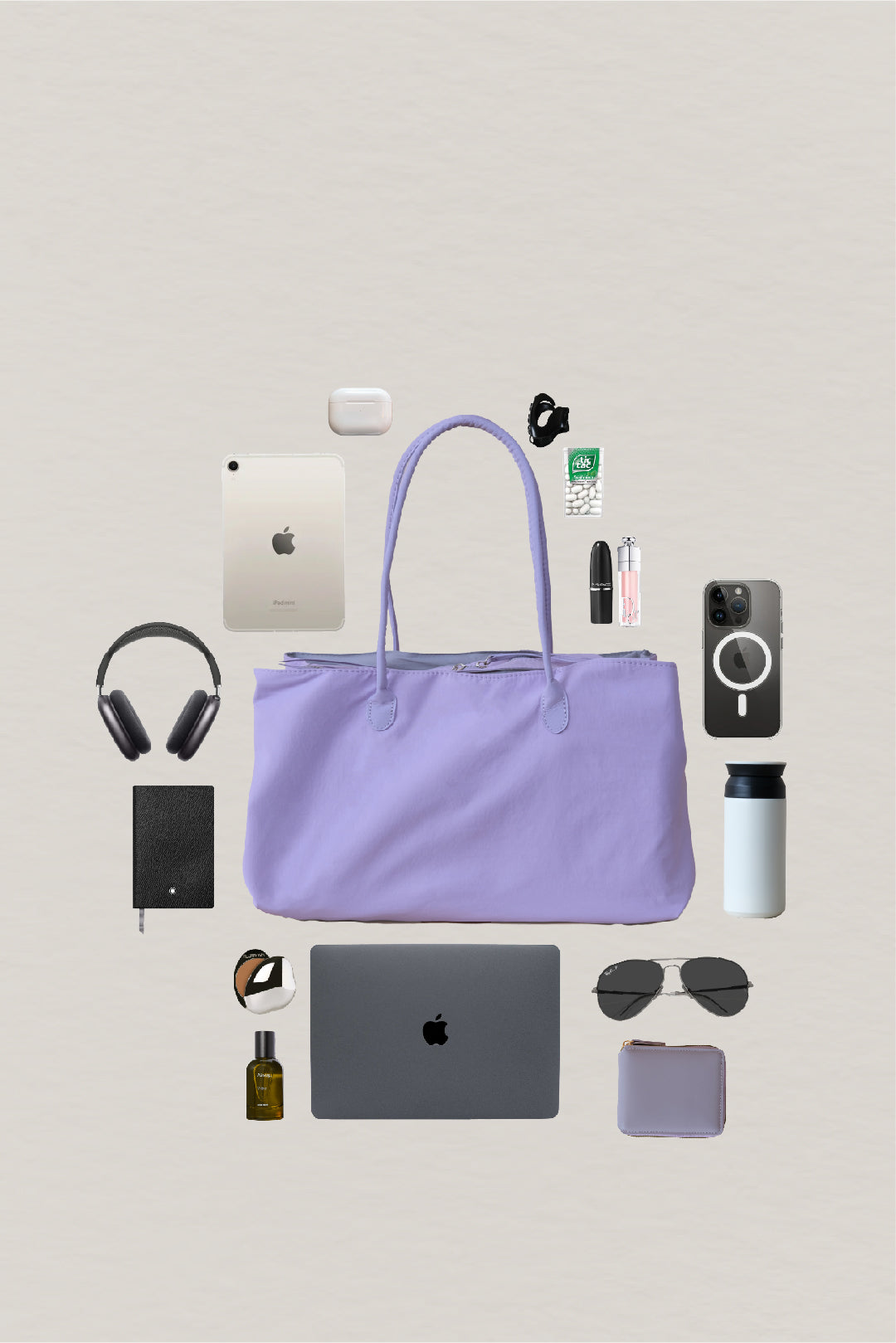 Essence Nylon Tote - Purple Grey