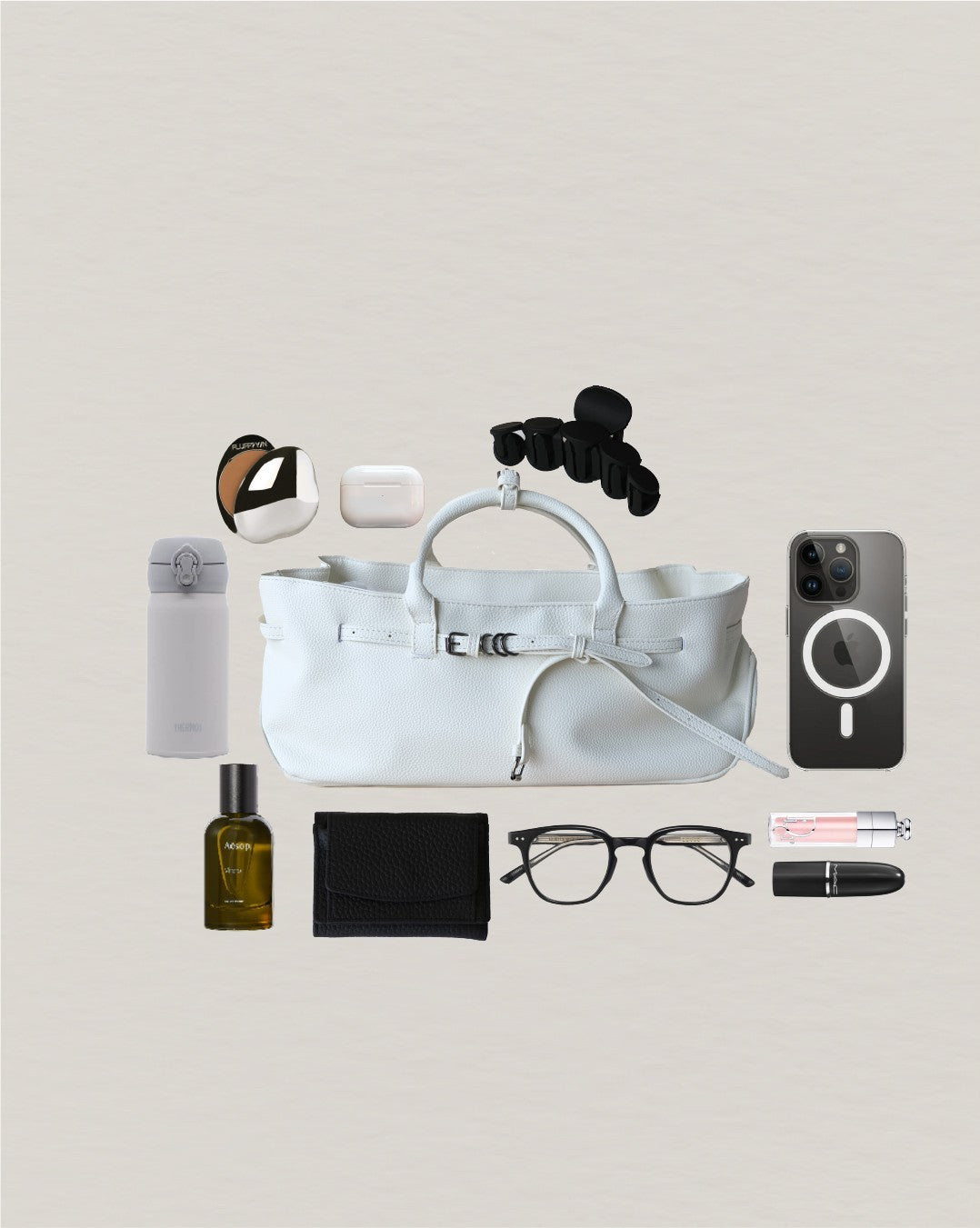 Luna Belted Baguette - White