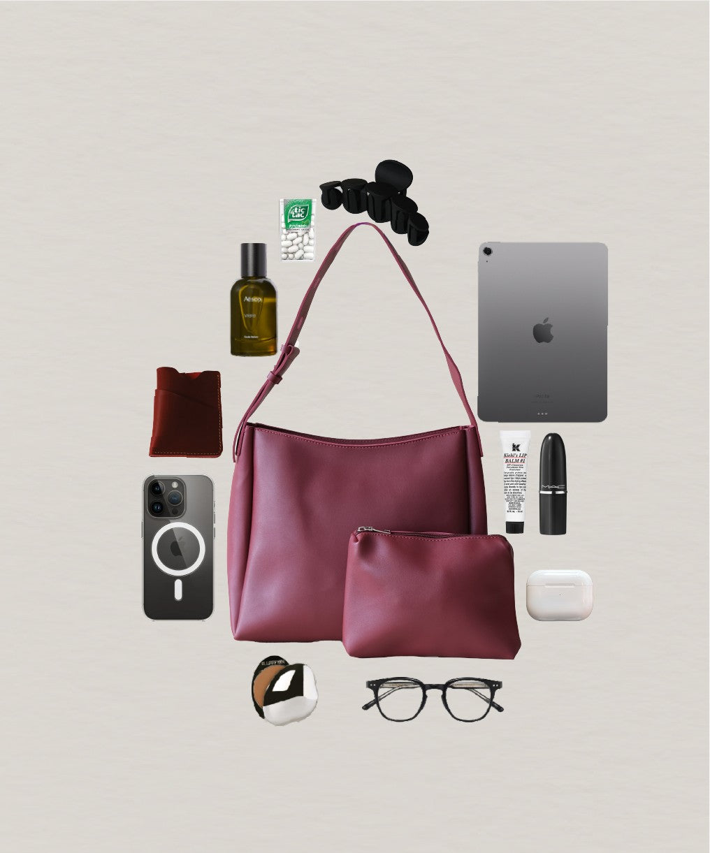 The Elara Tote - Wine Red