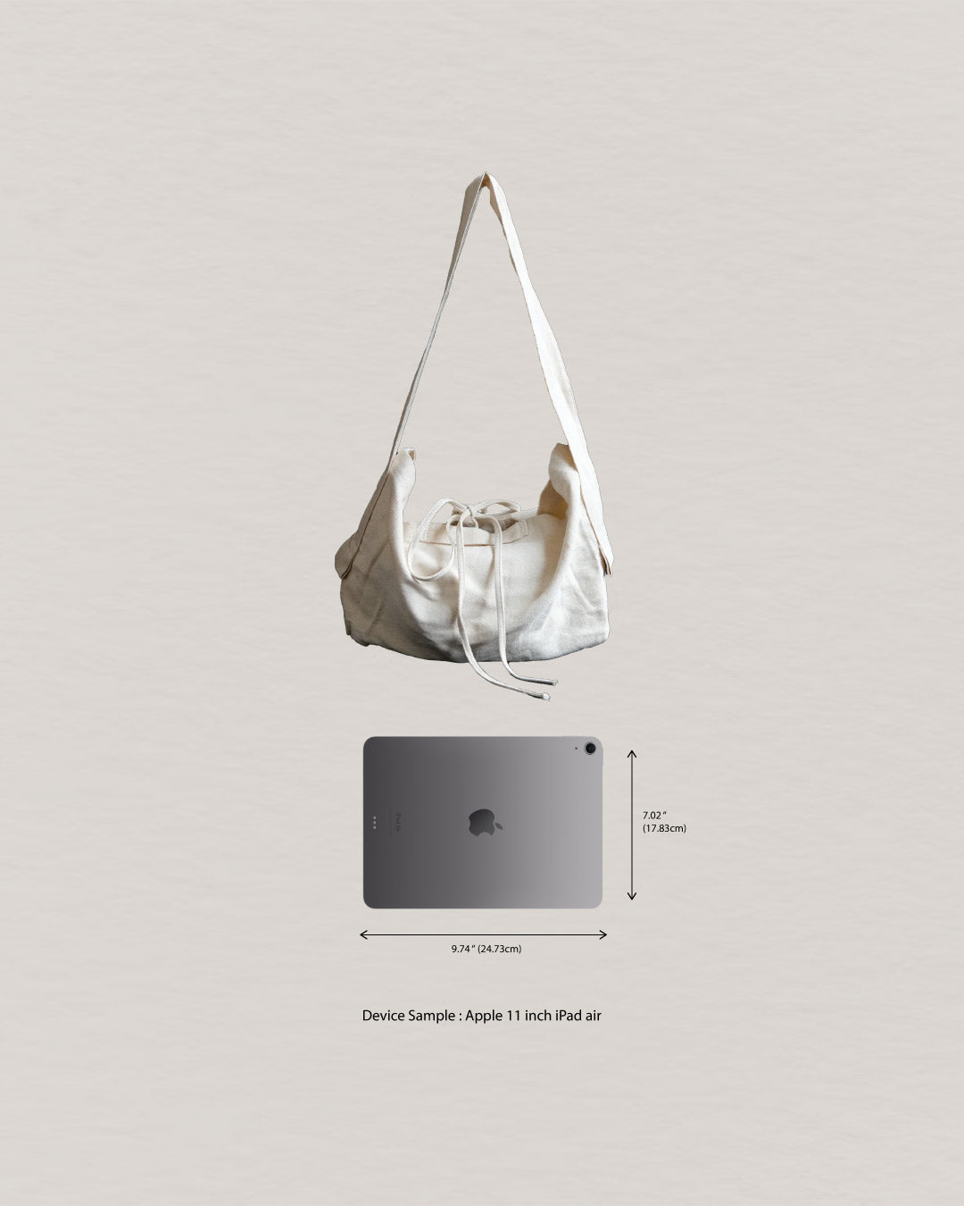 Lace canvas bag cream white