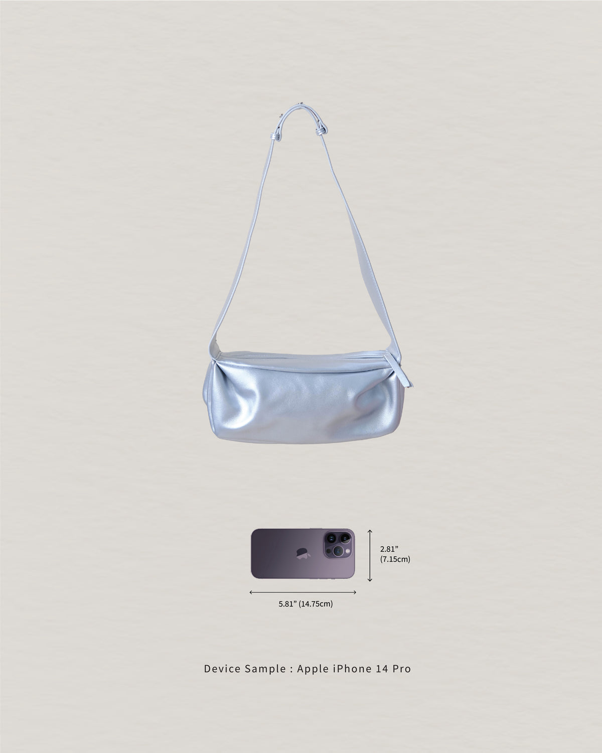 PU Soft Leather Pillow Bag in Silver