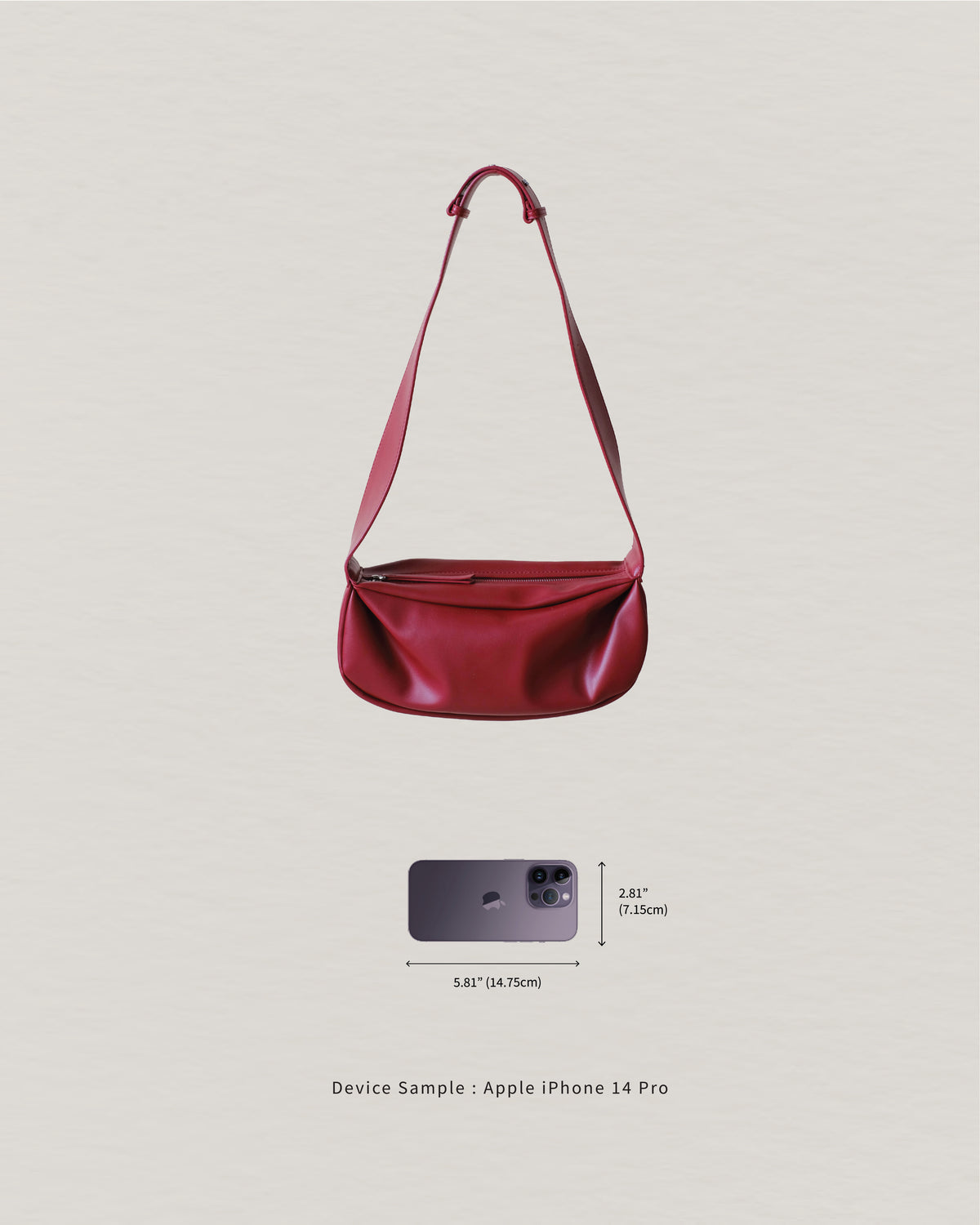 PU Soft Leather Pillow Bag in Ancora Red