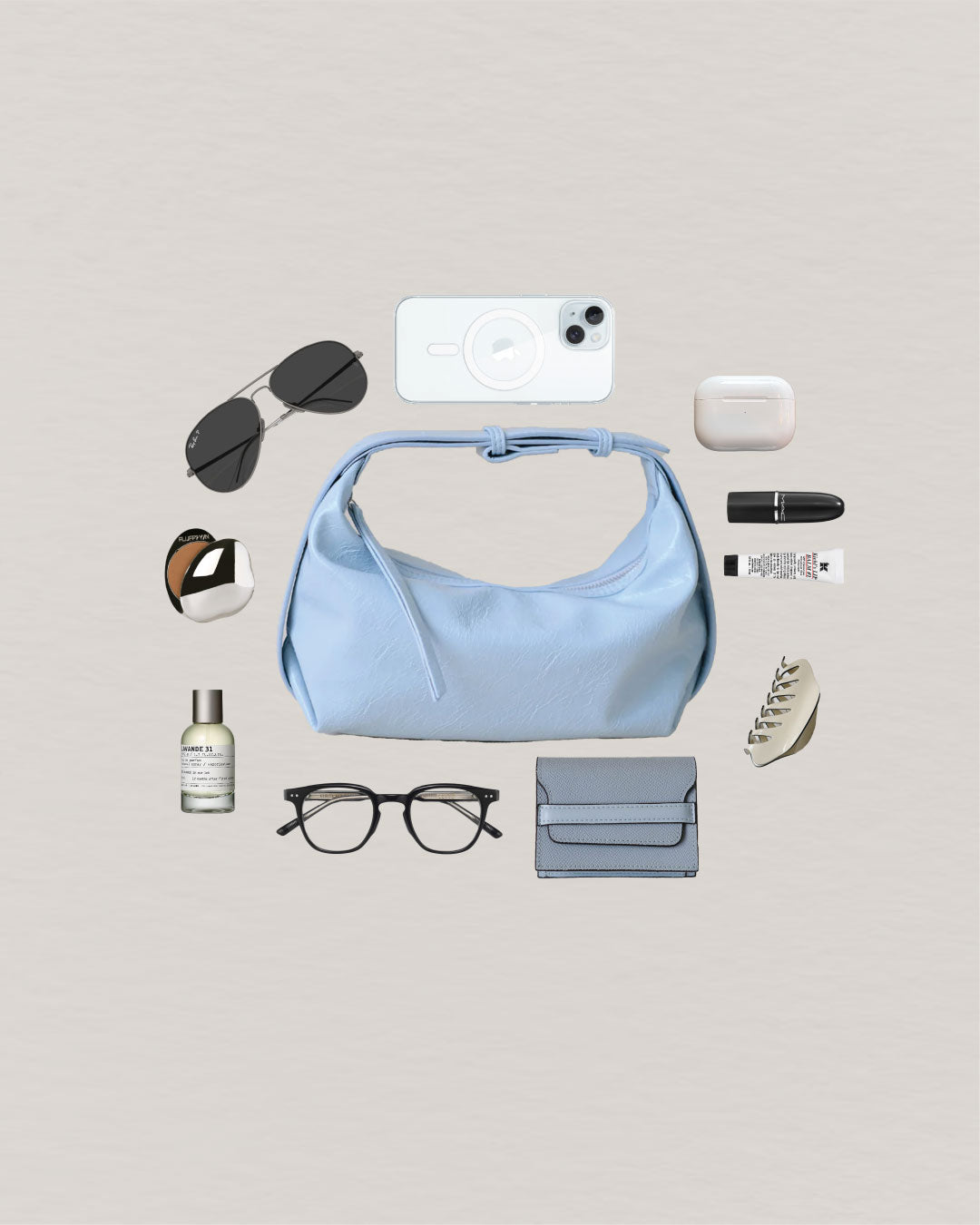 French Retro Lunch Box Bag In Baby Blue