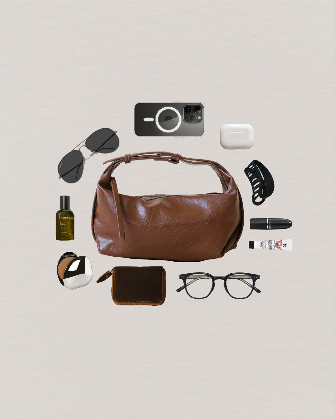 French Retro Lunch Box Bag In Brown