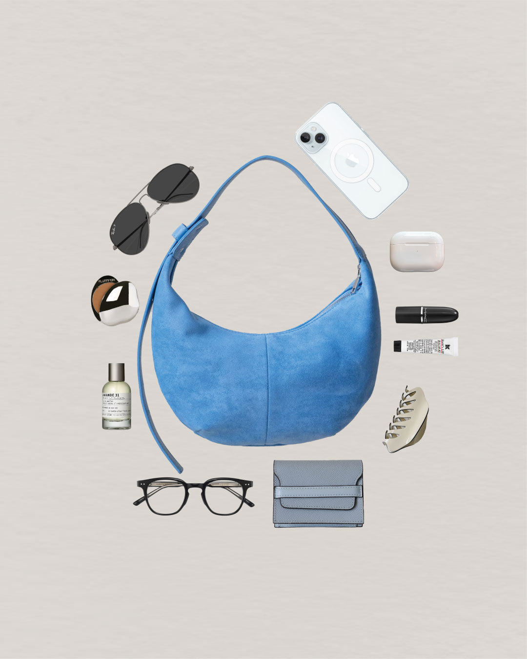 Portable Dumpling Crescent Bun In Baby Blue