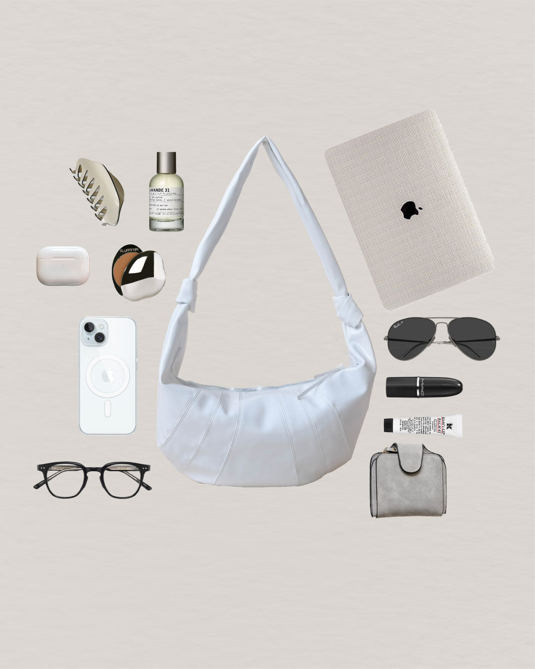 Serra Pleat Crossbody - Snow White