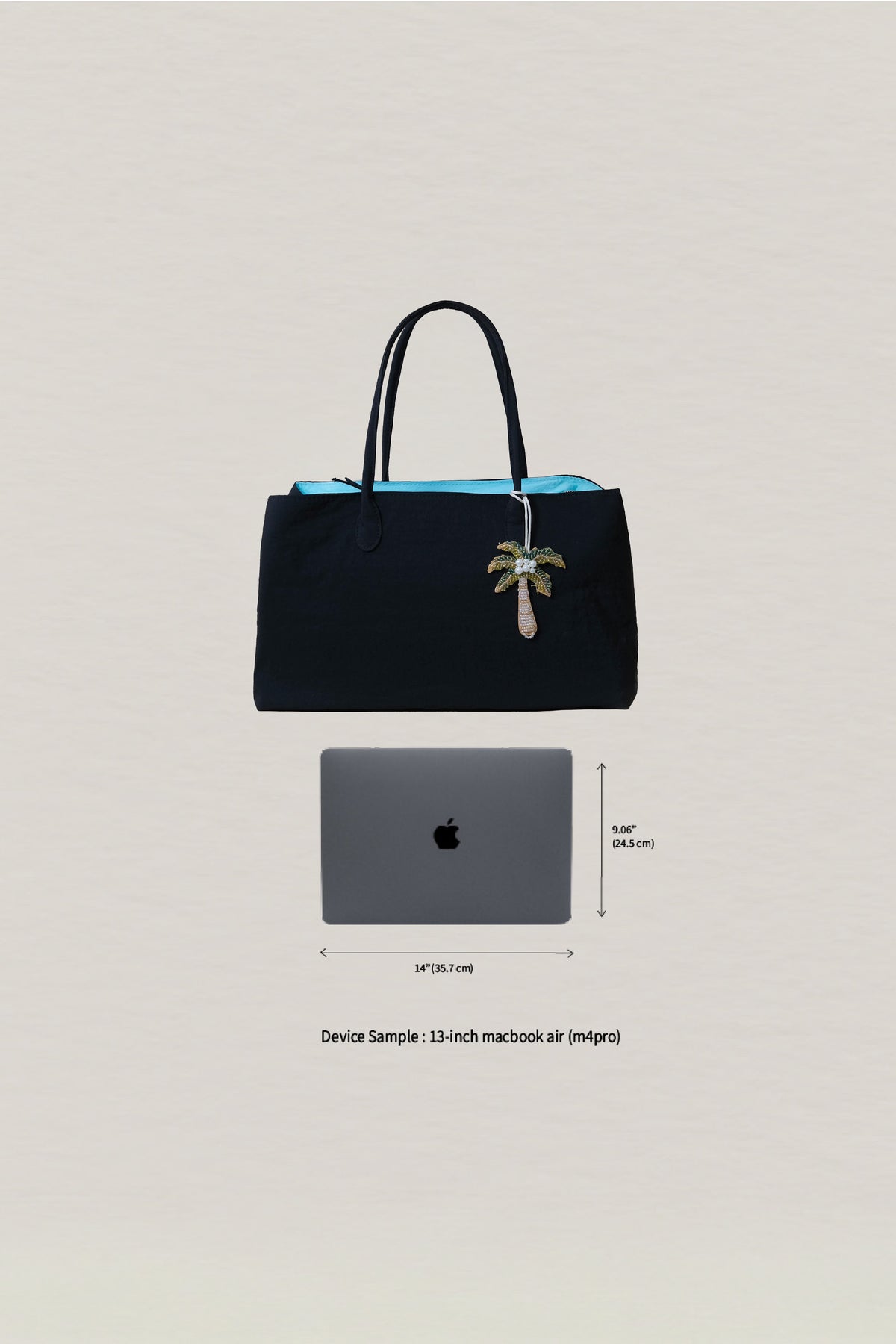 Classic Flow Nylon Tote - Black Blue (With Charm)