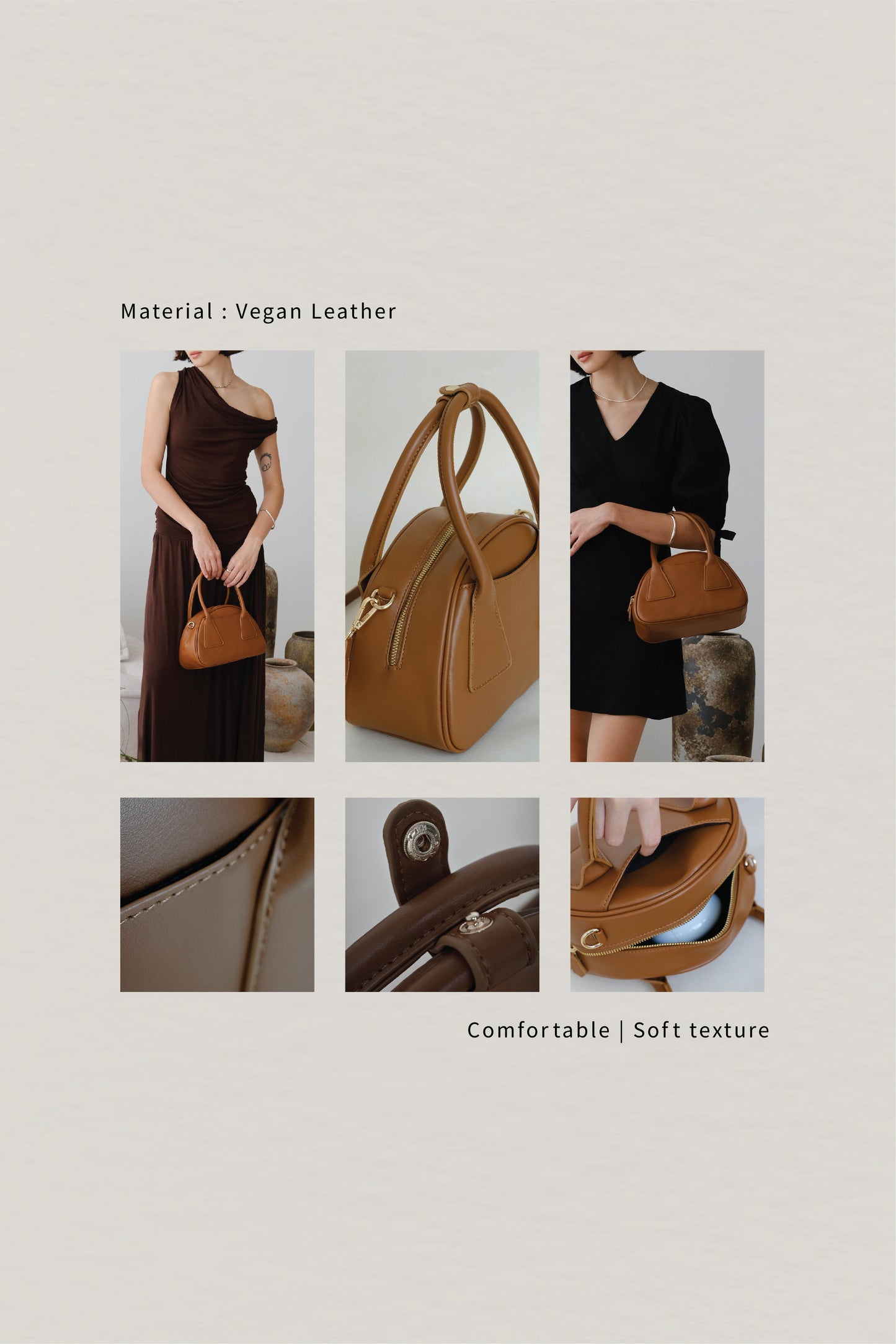 淺棕色日本三角飯糰單肩斜背包