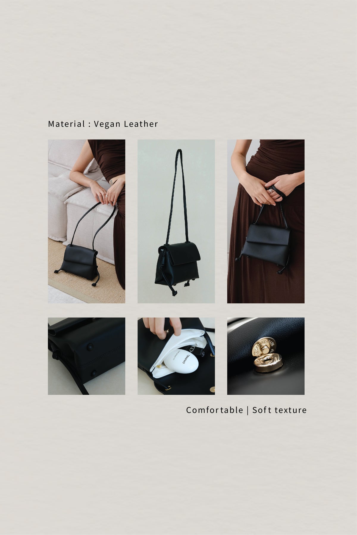 French One-shoulder Cross-body Vintage Small Square Bag in Classic Black