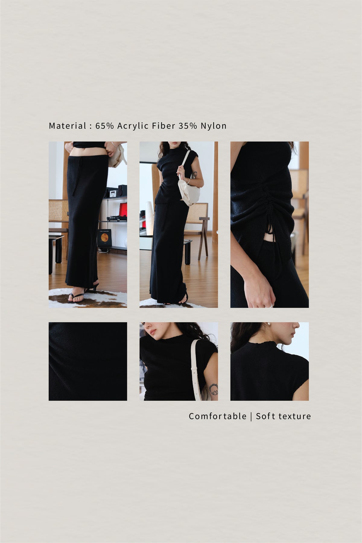 Woolen Skirt in Classic Black
