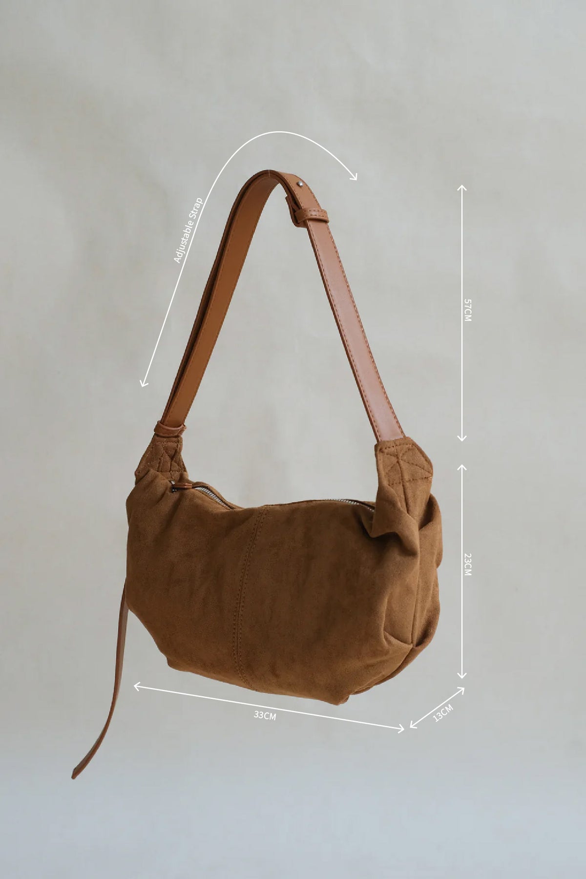 Vintage Suedette Dumpling Bag in Camel