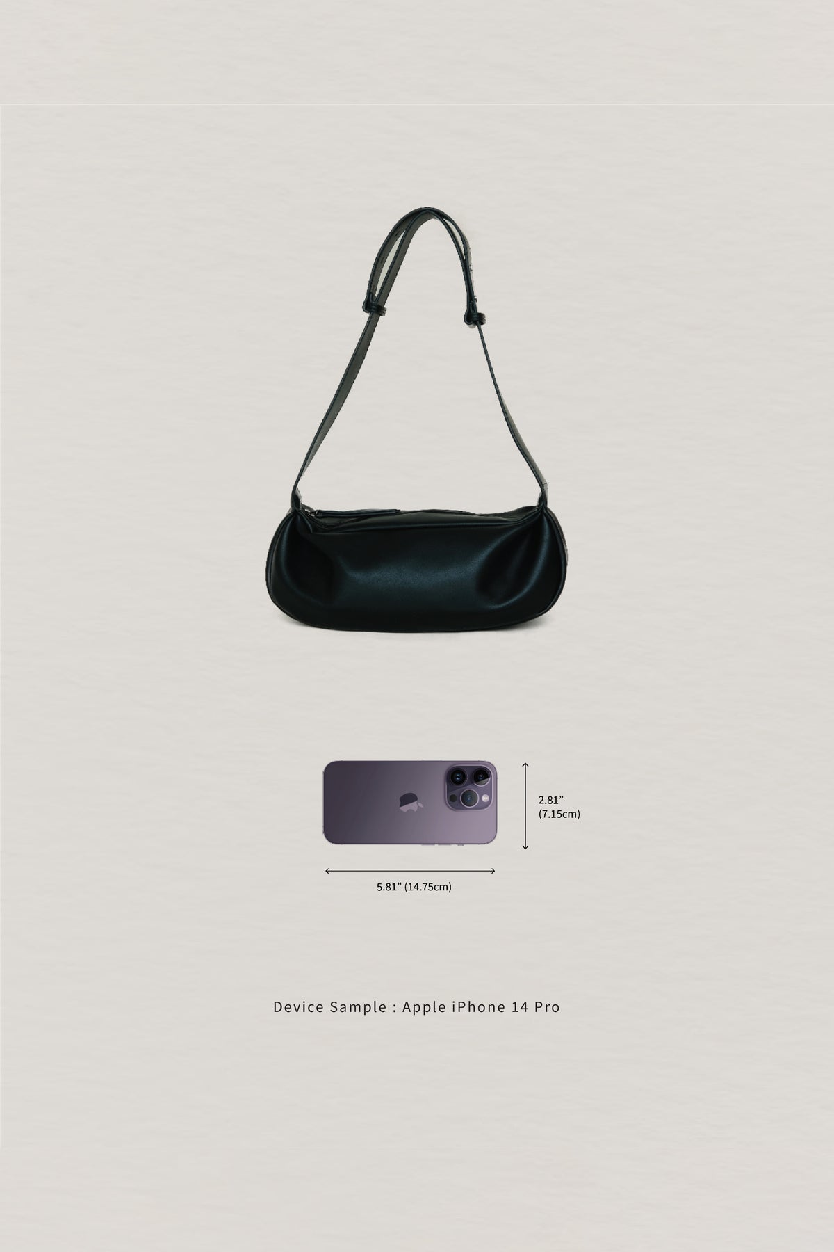 PU Soft Leather Pillow Bag in Classic Black