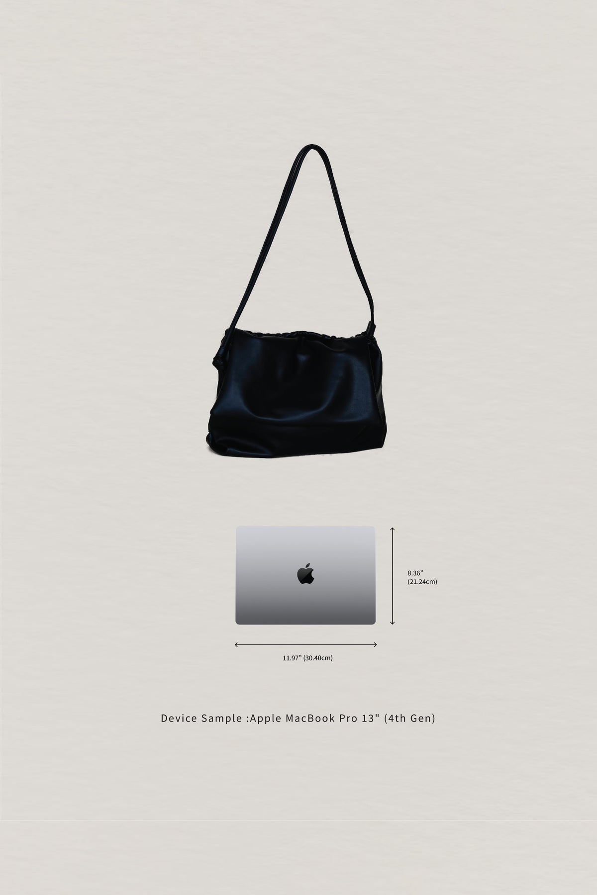 Drawstring Pleated Large Capacity Shoulder Bag in Classic Black