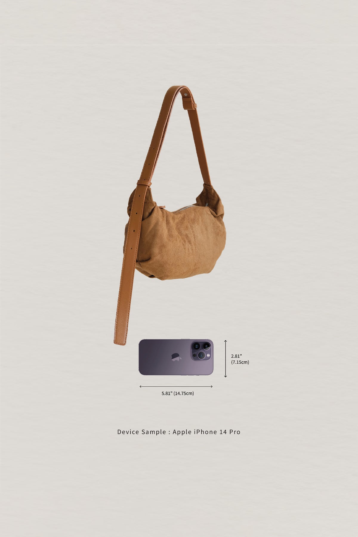 Vintage Suedette Dumpling Bag in Camel