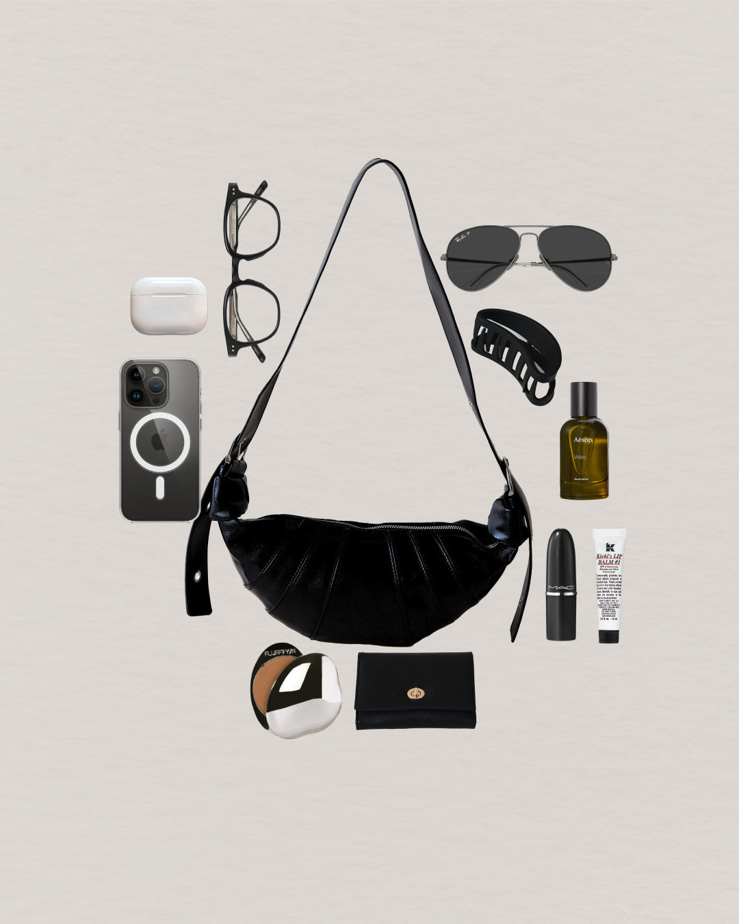 The Camille Croissant Bag - Classic Black