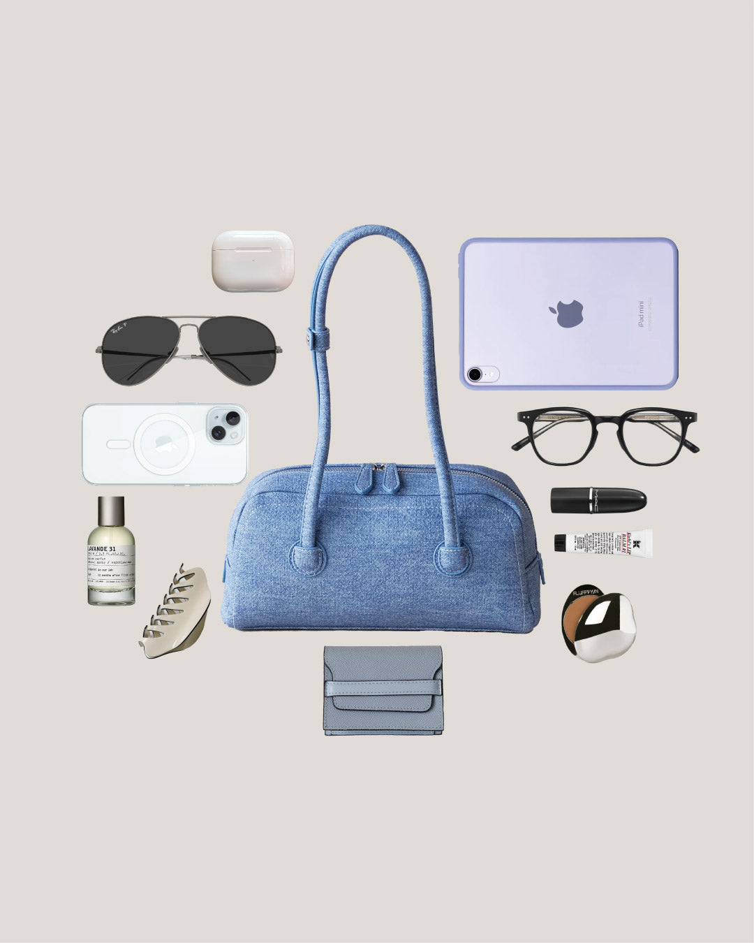 The Élan Denim Tote - Light Blue