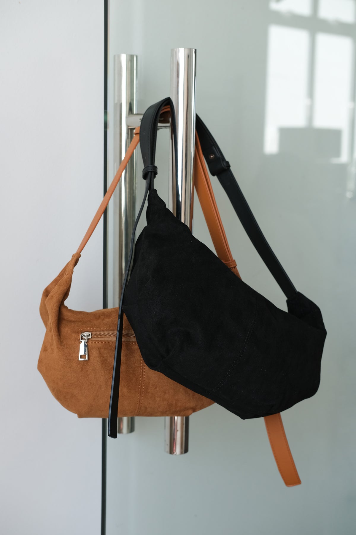 Vintage Suedette Dumpling Bag in Camel