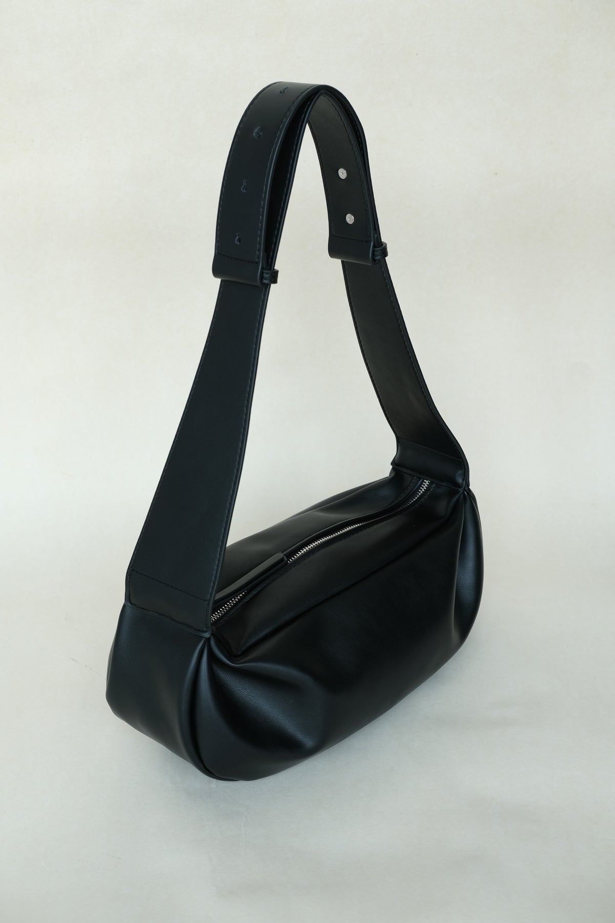PU Soft Leather Pillow Bag in Classic Black