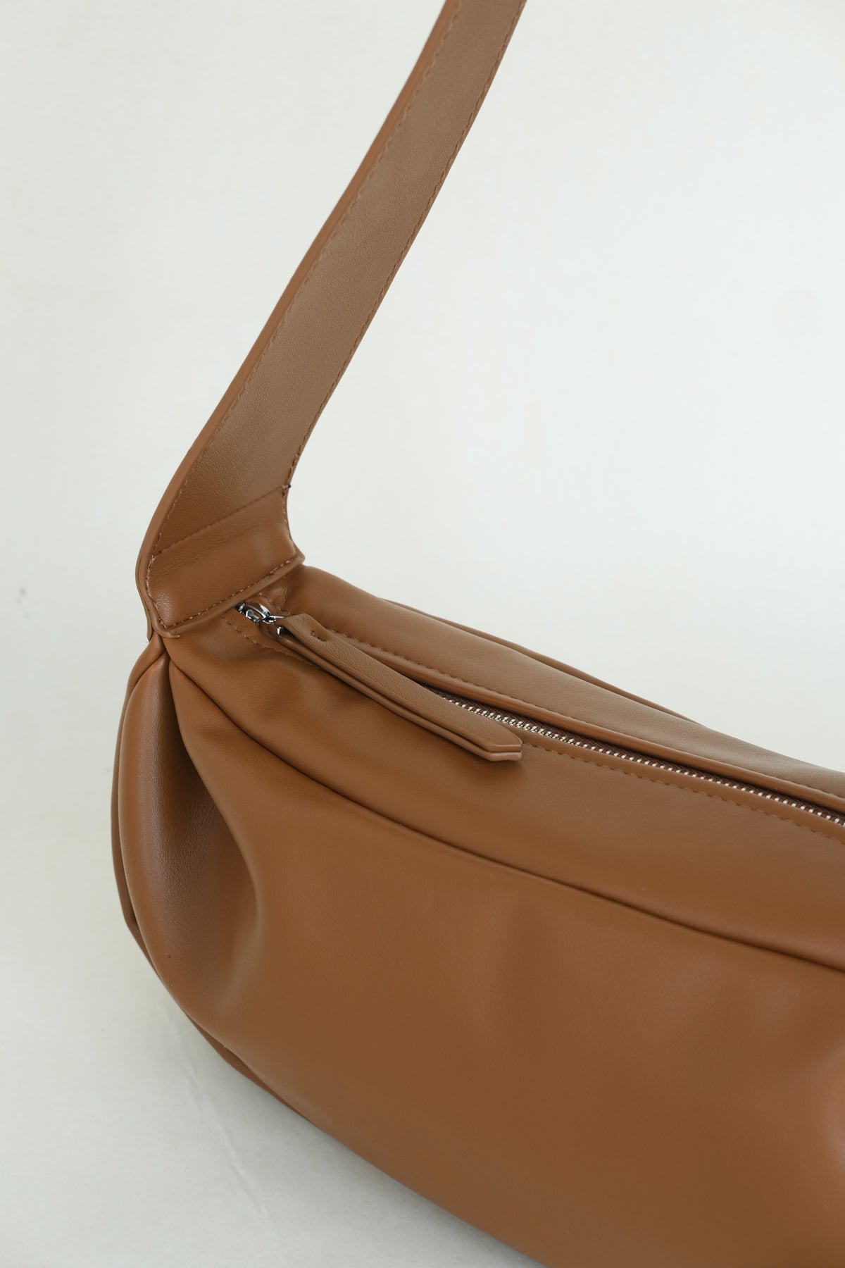 PU Soft Leather Pillow Bag in Brown